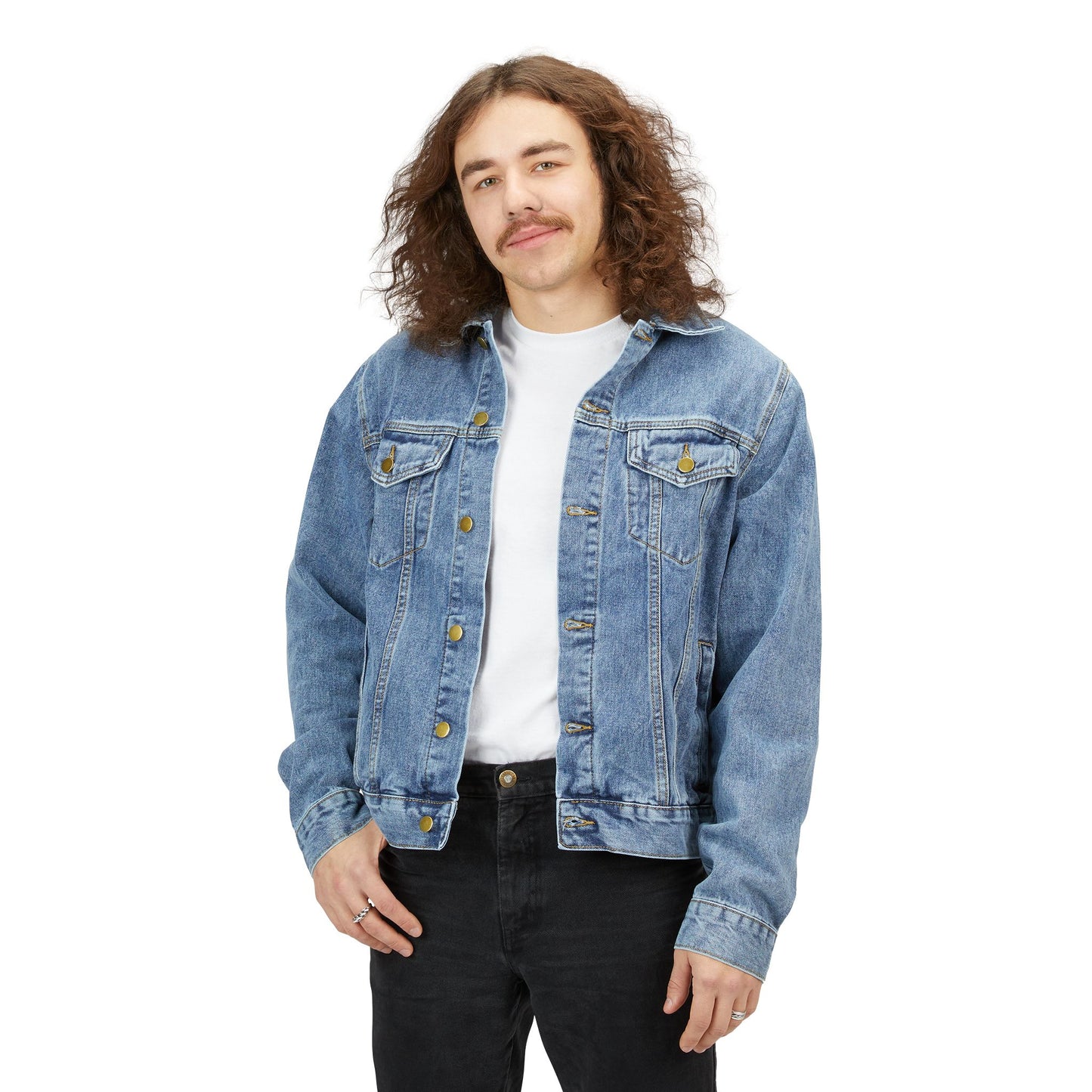 Denim Jacket Retro Throw Bak Style - Unbarked Grooming - Space Cat
