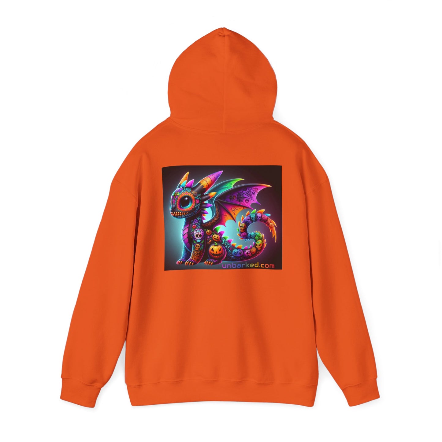 Hooded Sweatshirt UNBARKED! Halloween Collection - Dragon Vibrant Día de Muertos Tattoo Hoodie Unisex Heavy Blend™