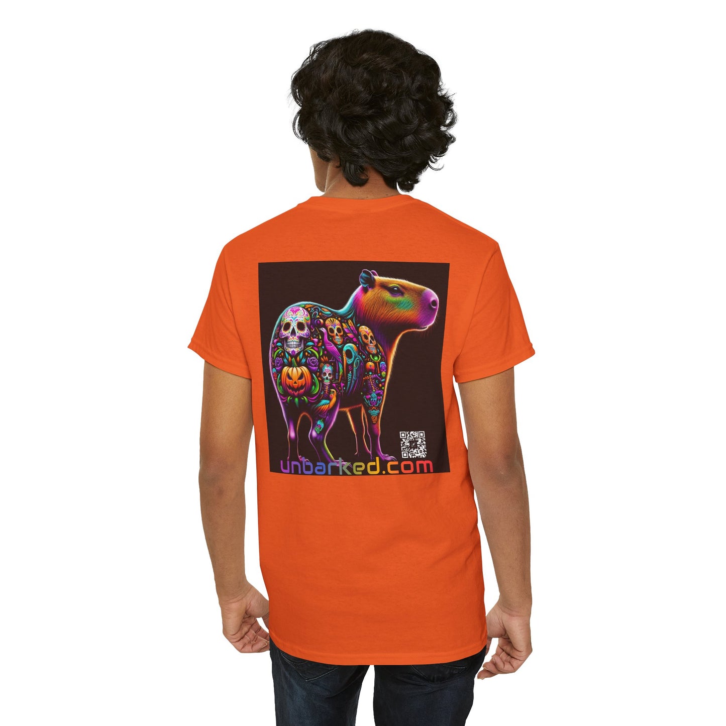 UNBARKED! Halloween Collection - Capybara Vibrant Día de Muertos Tattoo Unisex Heavy Cotton Tee