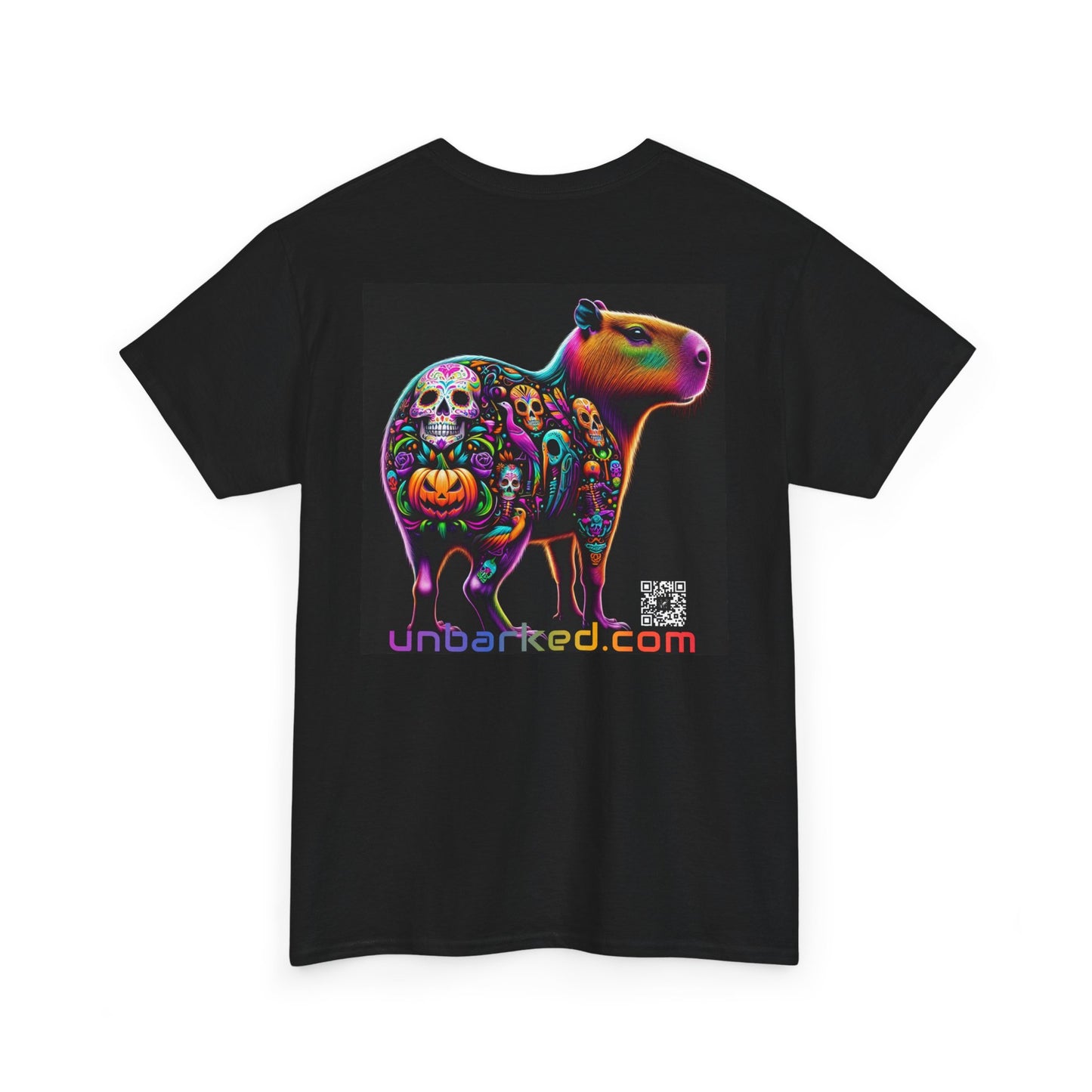 UNBARKED! Halloween Collection - Capybara Vibrant Día de Muertos Tattoo Unisex Heavy Cotton Tee