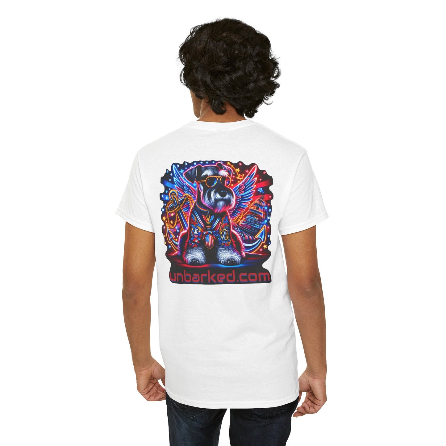 Patriot Miniature Schnauzer Dog Tattoo Heavy Cotton Tee Shirt