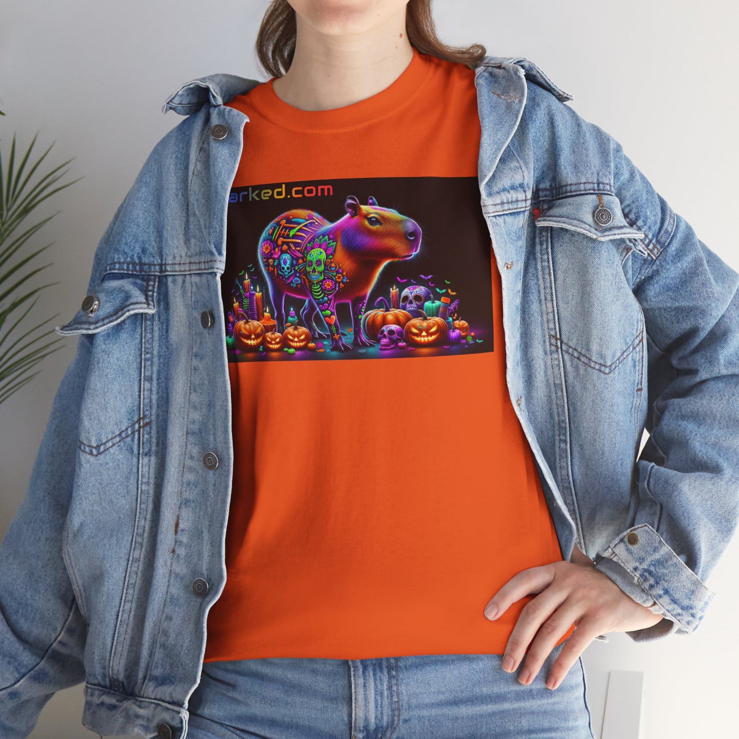 UNBARKED! Halloween Collection - Capybara Vibrant Día de Muertos Tattoo Unisex Heavy Cotton Tee