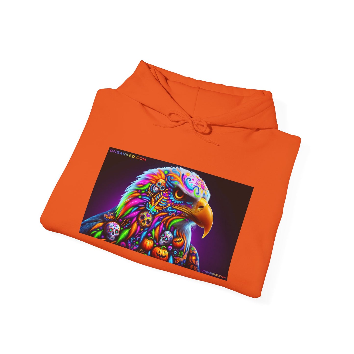 Hooded Sweatshirt UNBARKED! Halloween Collection - Bald Eagle Vibrant Día de Muertos Tattoo Hoodie Unisex Heavy Blend™