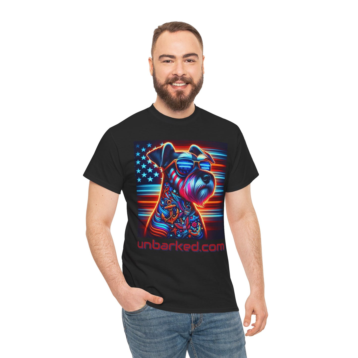 Patriot Miniature Schnauzer Dog Tattoo Heavy Cotton Tee Shirt