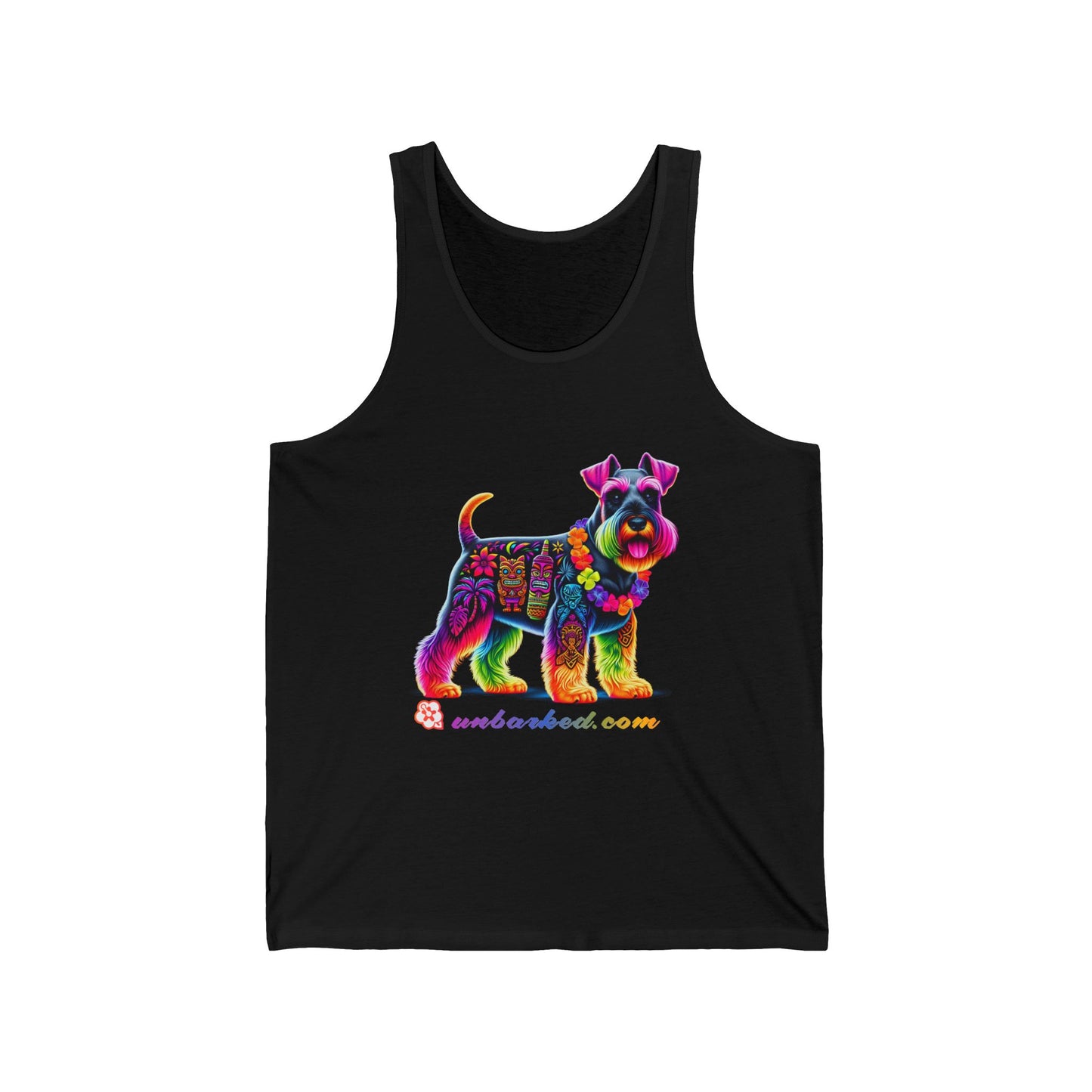 UNBARKED! Hawaiian Schnauzer Dog Tank Tee Shirt Aloha Tattoo