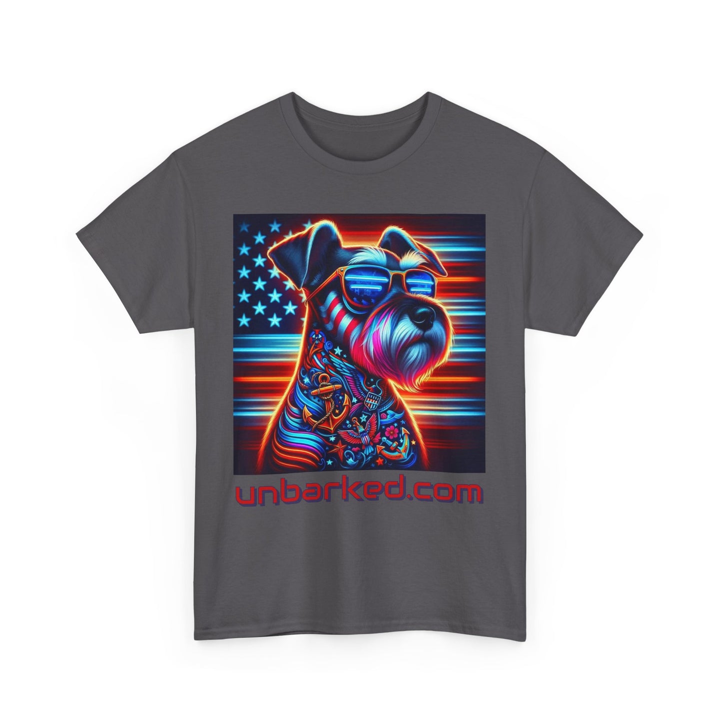 Patriot Miniature Schnauzer Dog Tattoo Heavy Cotton Tee Shirt
