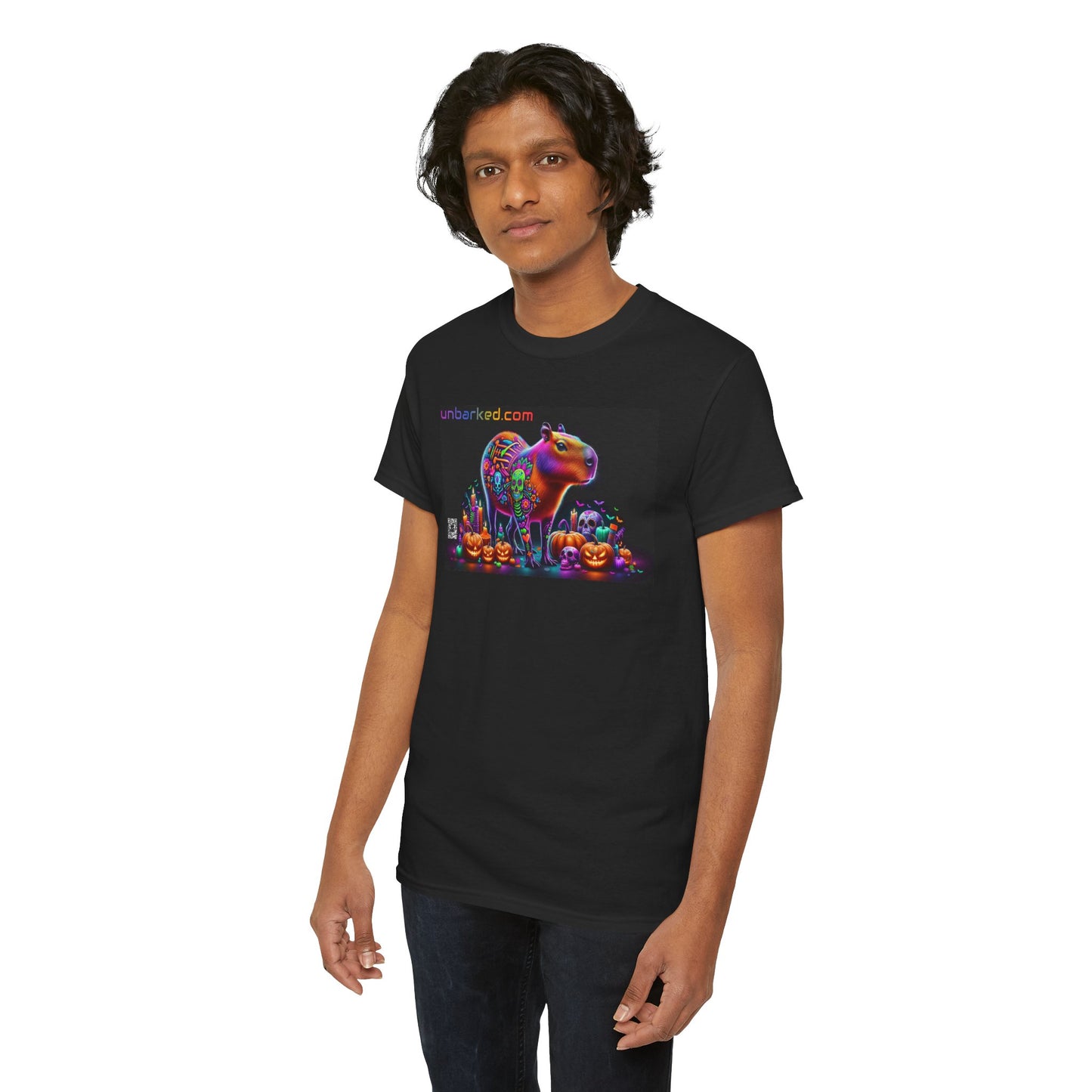 UNBARKED! Halloween Collection - Capybara Vibrant Día de Muertos Tattoo Unisex Heavy Cotton Tee