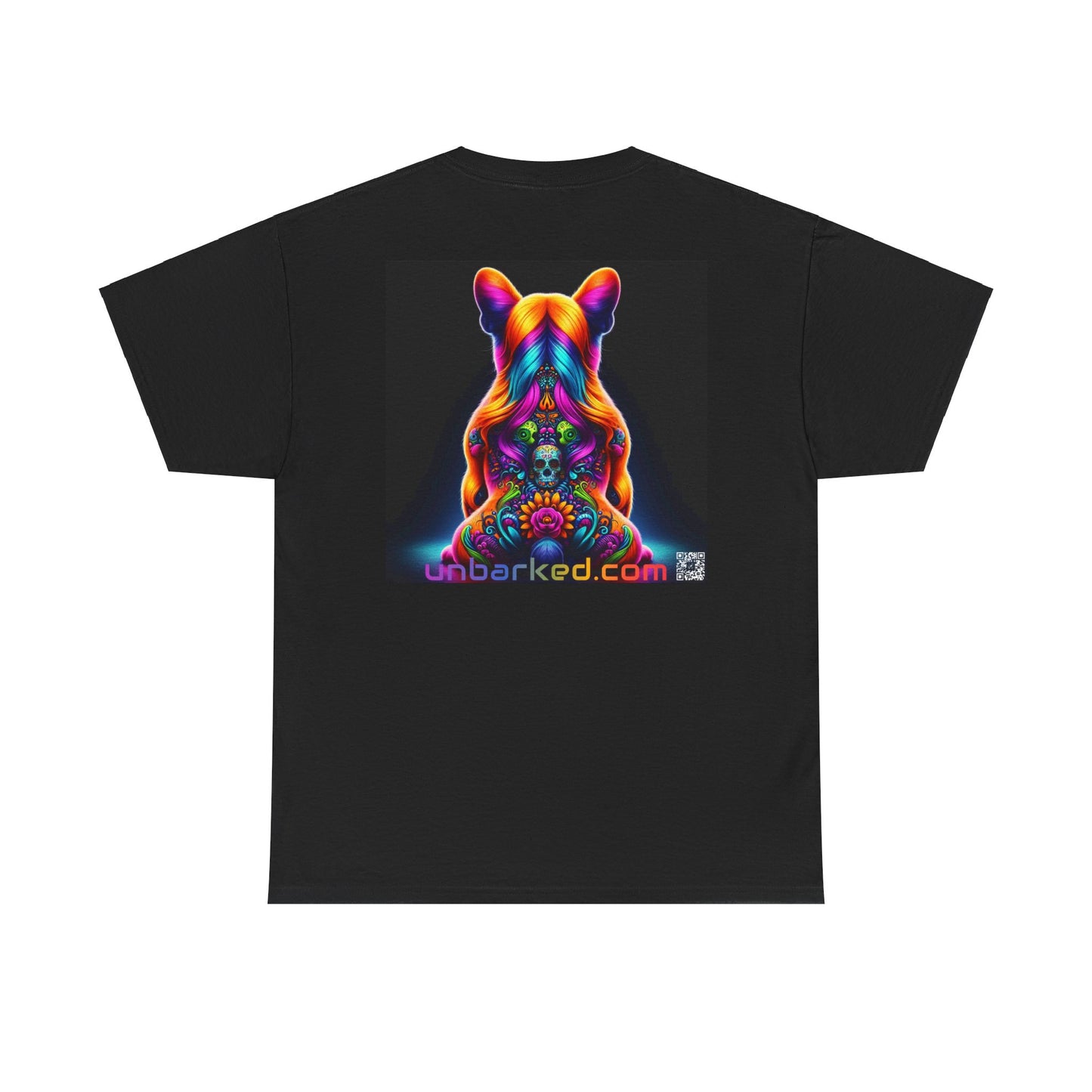 UNBARKED! Halloween Collection - Frenchie Dog Vibrant Día de Muertos Tattoo Unisex Heavy Cotton Tee