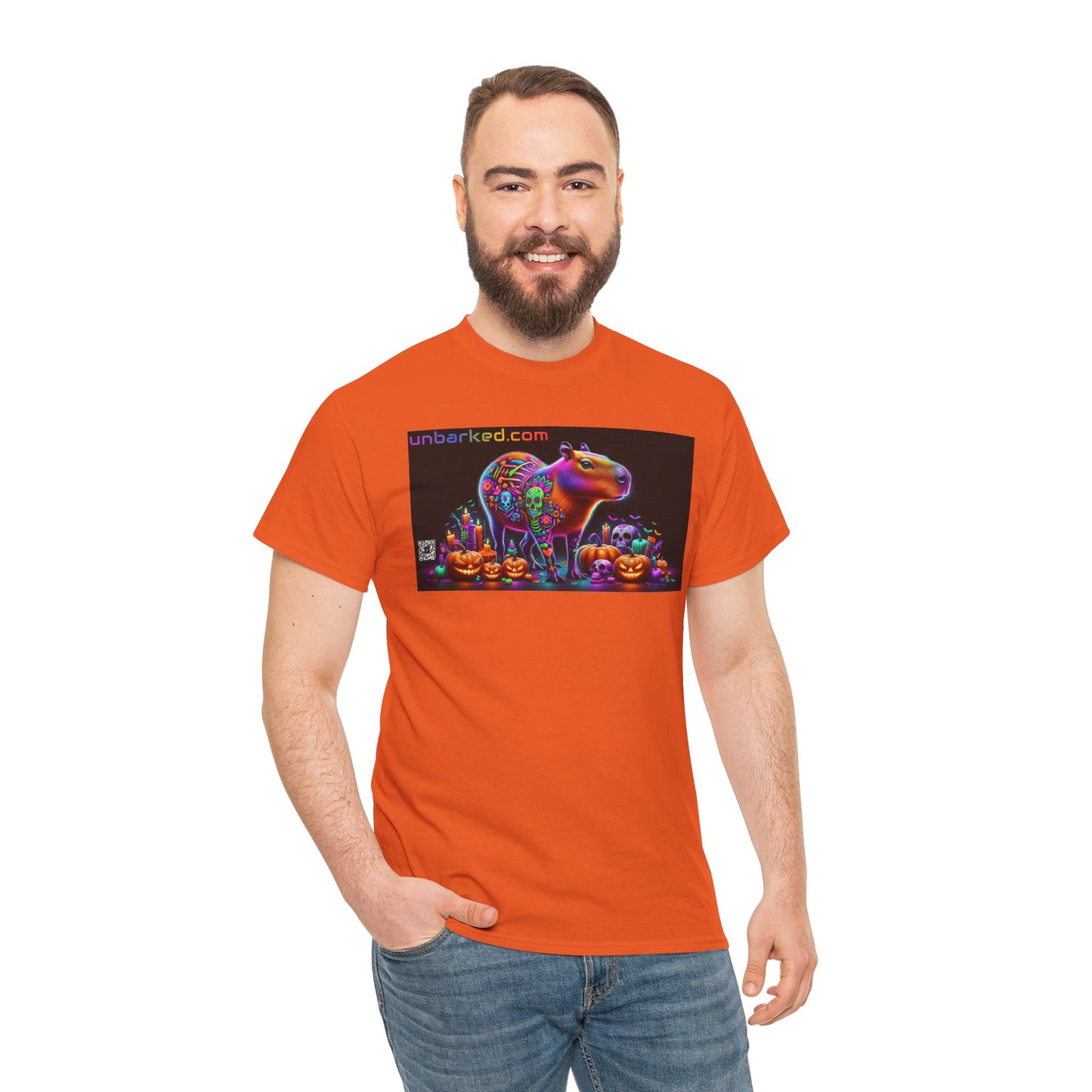 UNBARKED! Halloween Collection - Capybara Vibrant Día de Muertos Tattoo Unisex Heavy Cotton Tee