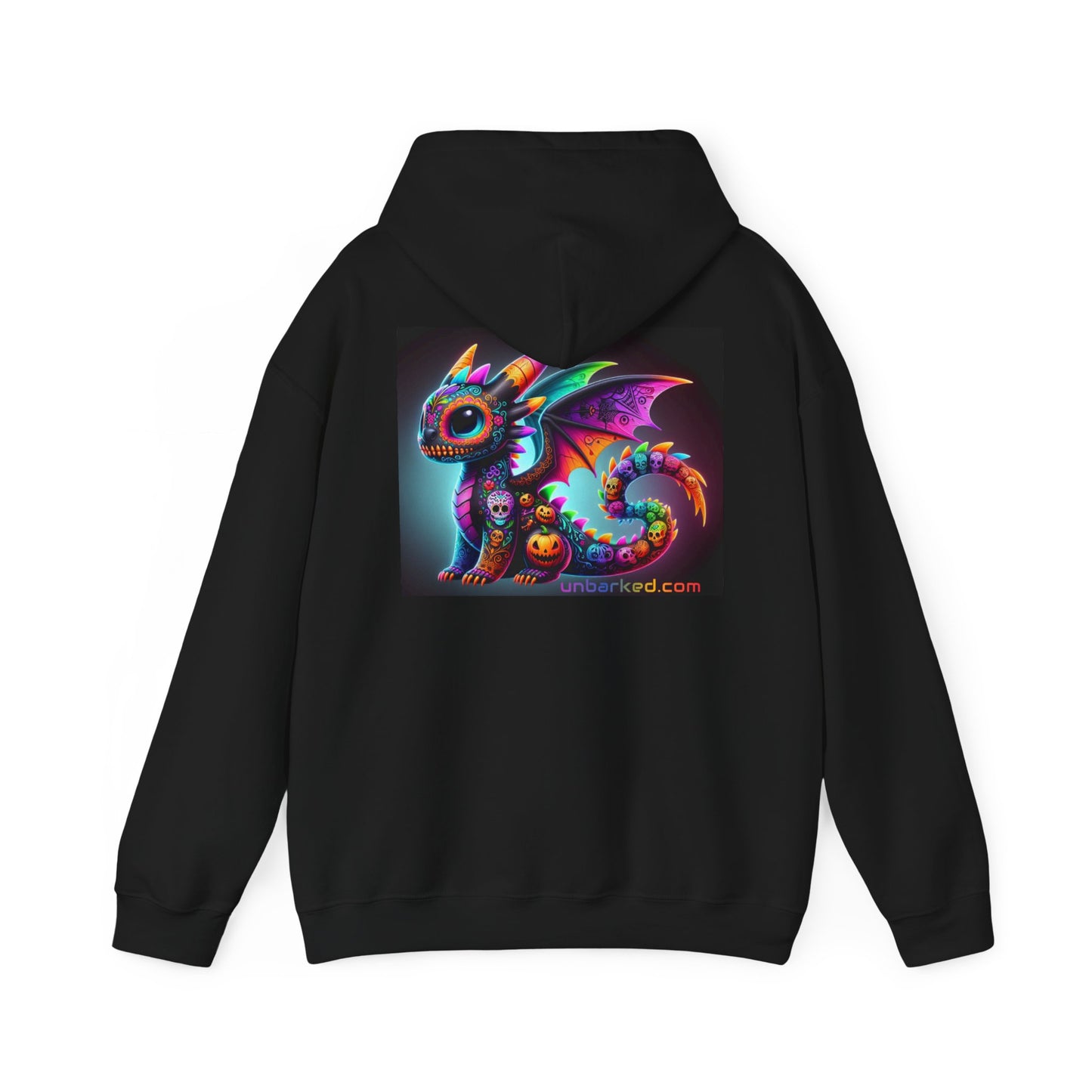 Hooded Sweatshirt UNBARKED! Halloween Collection - Dragon Vibrant Día de Muertos Tattoo Hoodie Unisex Heavy Blend™