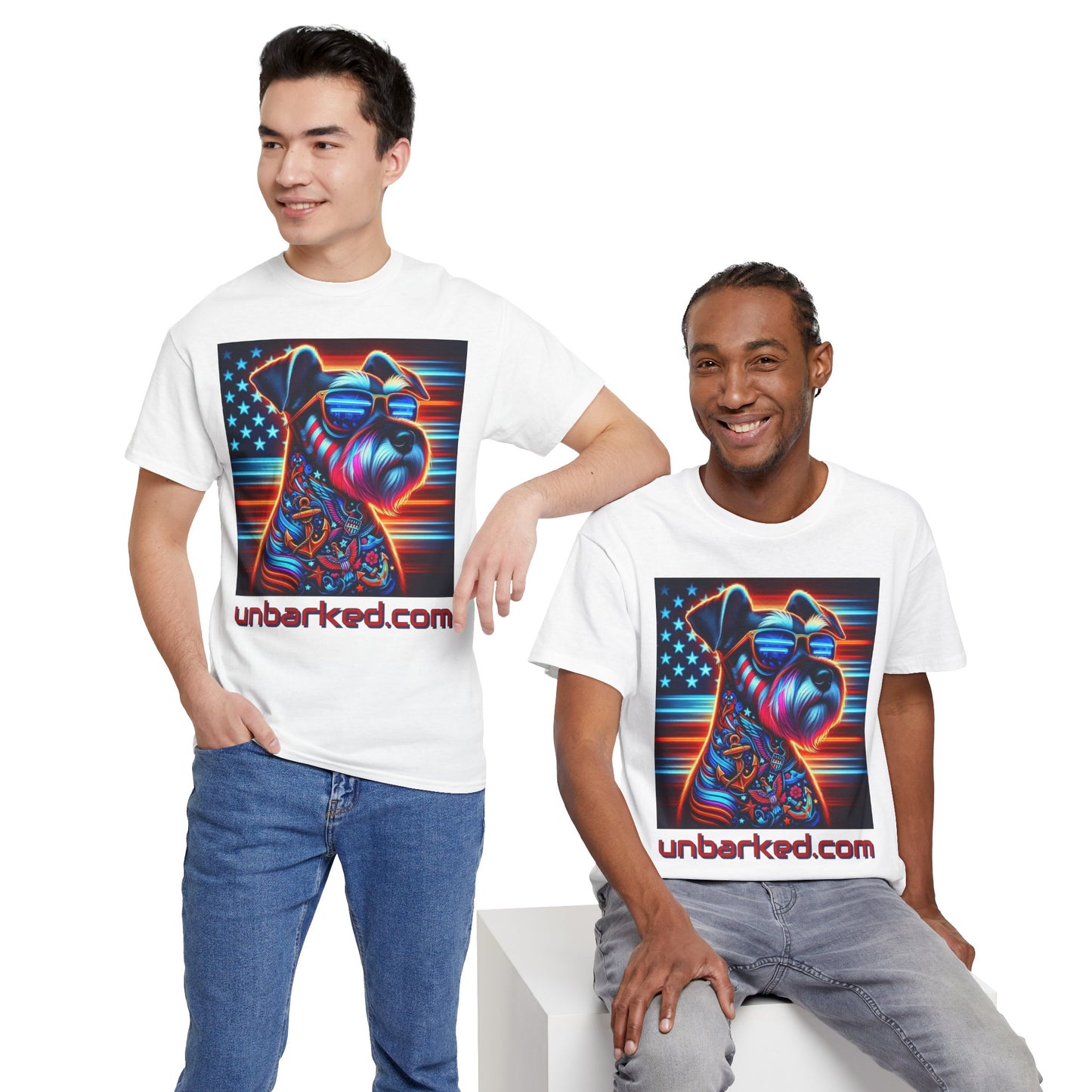 Patriot Miniature Schnauzer Dog Tattoo Heavy Cotton Tee Shirt