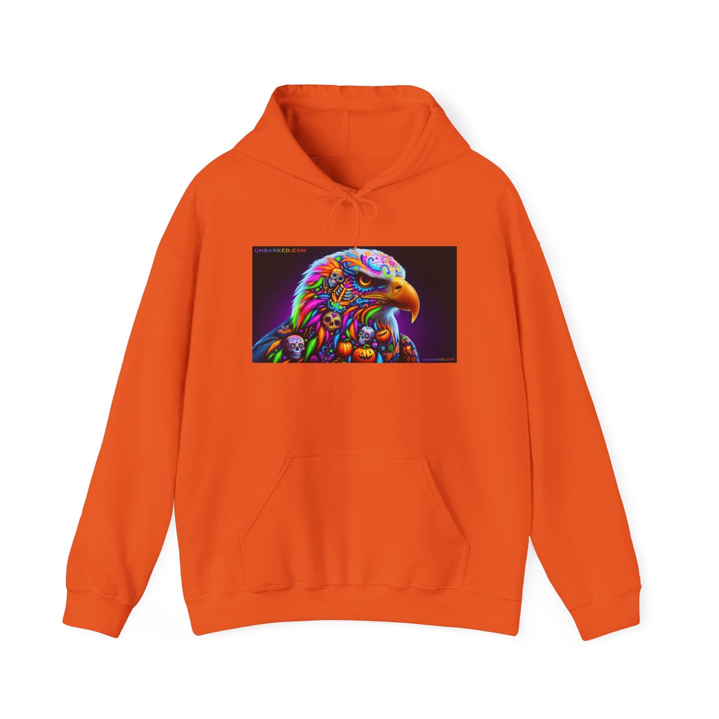 Hooded Sweatshirt UNBARKED! Halloween Collection - Bald Eagle Vibrant Día de Muertos Tattoo Hoodie Unisex Heavy Blend™