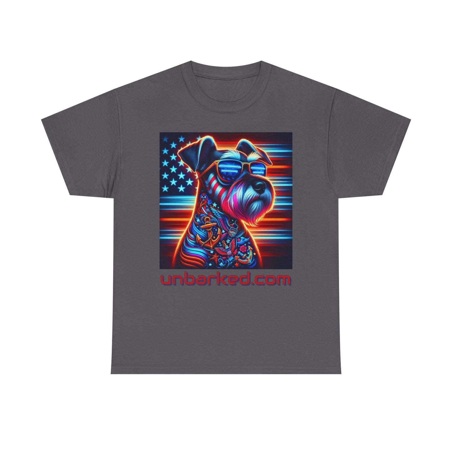 Patriot Miniature Schnauzer Dog Tattoo Heavy Cotton Tee Shirt