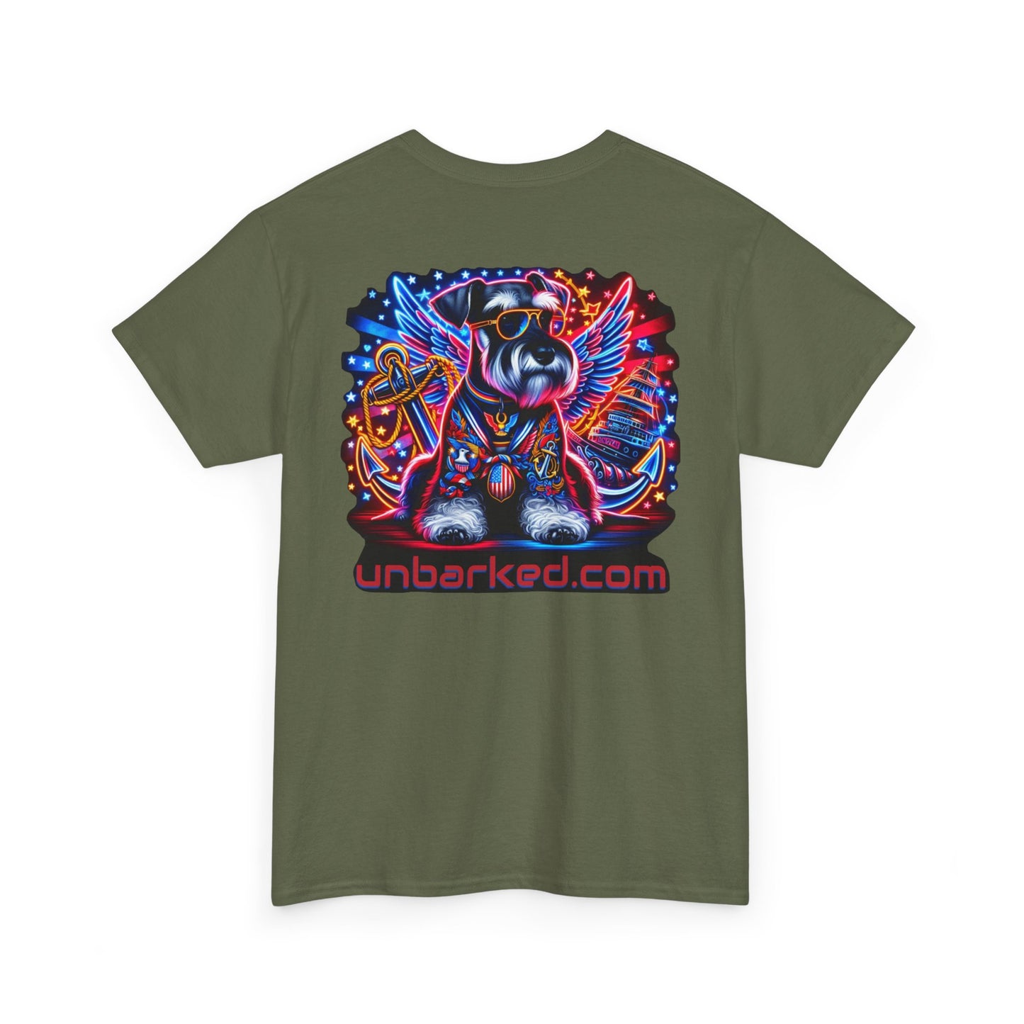 Patriot Miniature Schnauzer Dog Tattoo Heavy Cotton Tee Shirt