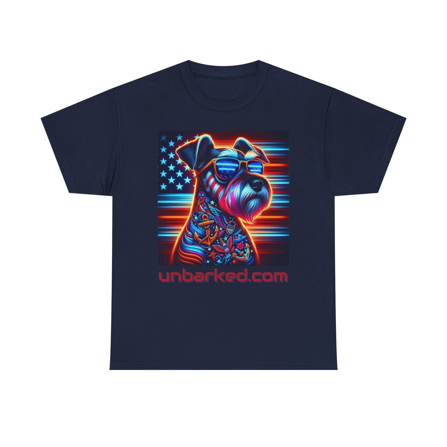Patriot Miniature Schnauzer Dog Tattoo Heavy Cotton Tee Shirt