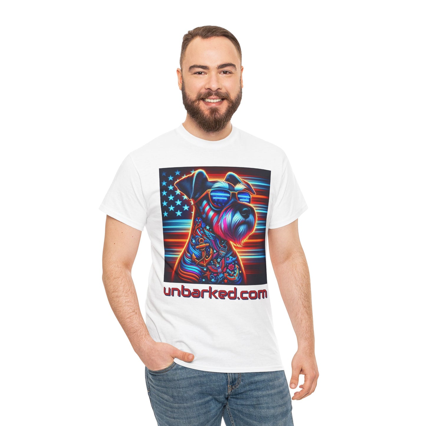 Patriot Miniature Schnauzer Dog Tattoo Heavy Cotton Tee Shirt