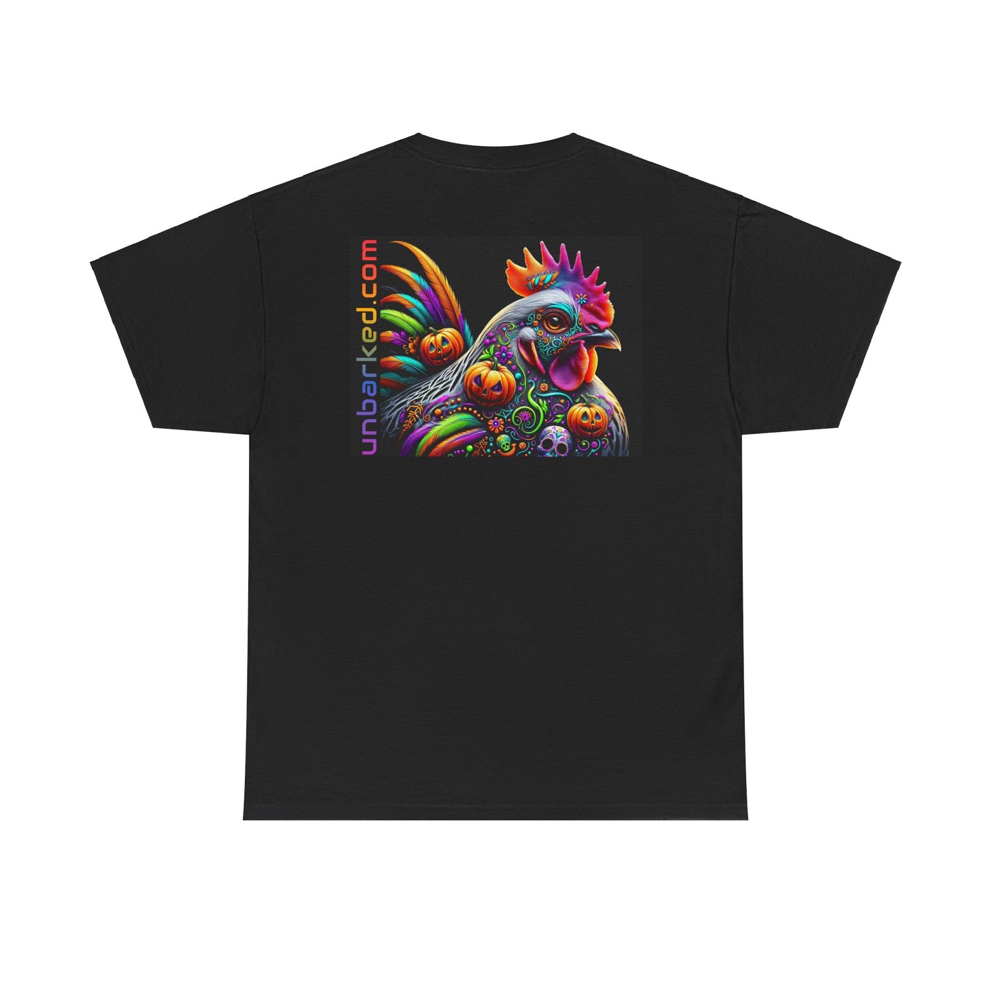UNBARKED! Halloween Collection - Silver Laced Wyndotte Vibrant Día de Muertos Tattoo Unisex Heavy Cotton Tee Shirt