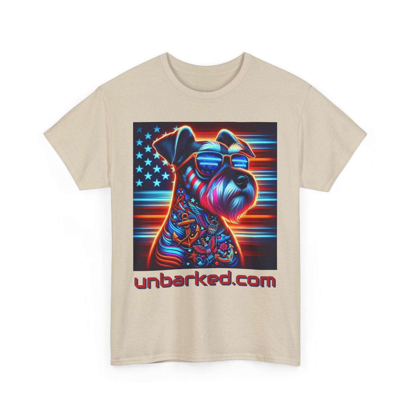 Patriot Miniature Schnauzer Dog Tattoo Heavy Cotton Tee Shirt