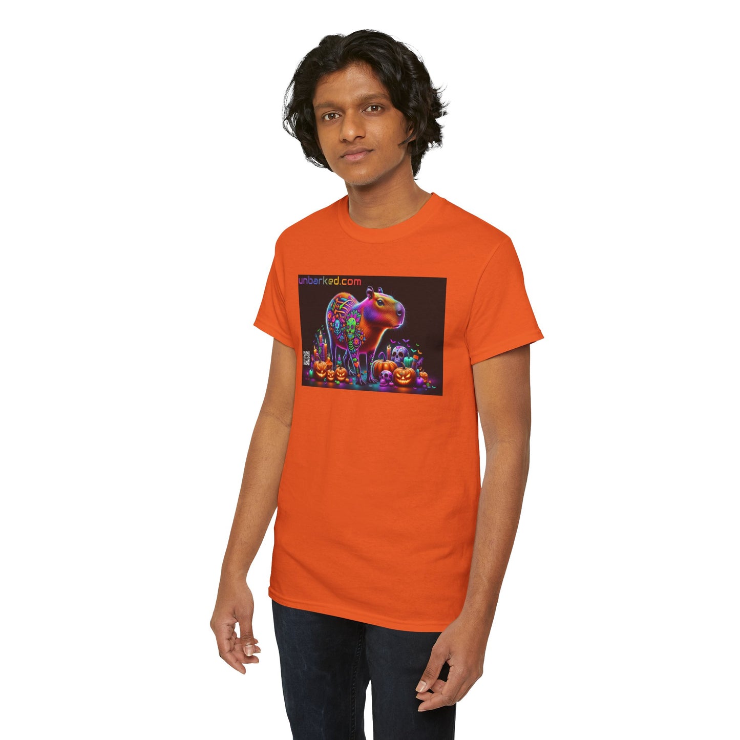 UNBARKED! Halloween Collection - Capybara Vibrant Día de Muertos Tattoo Unisex Heavy Cotton Tee