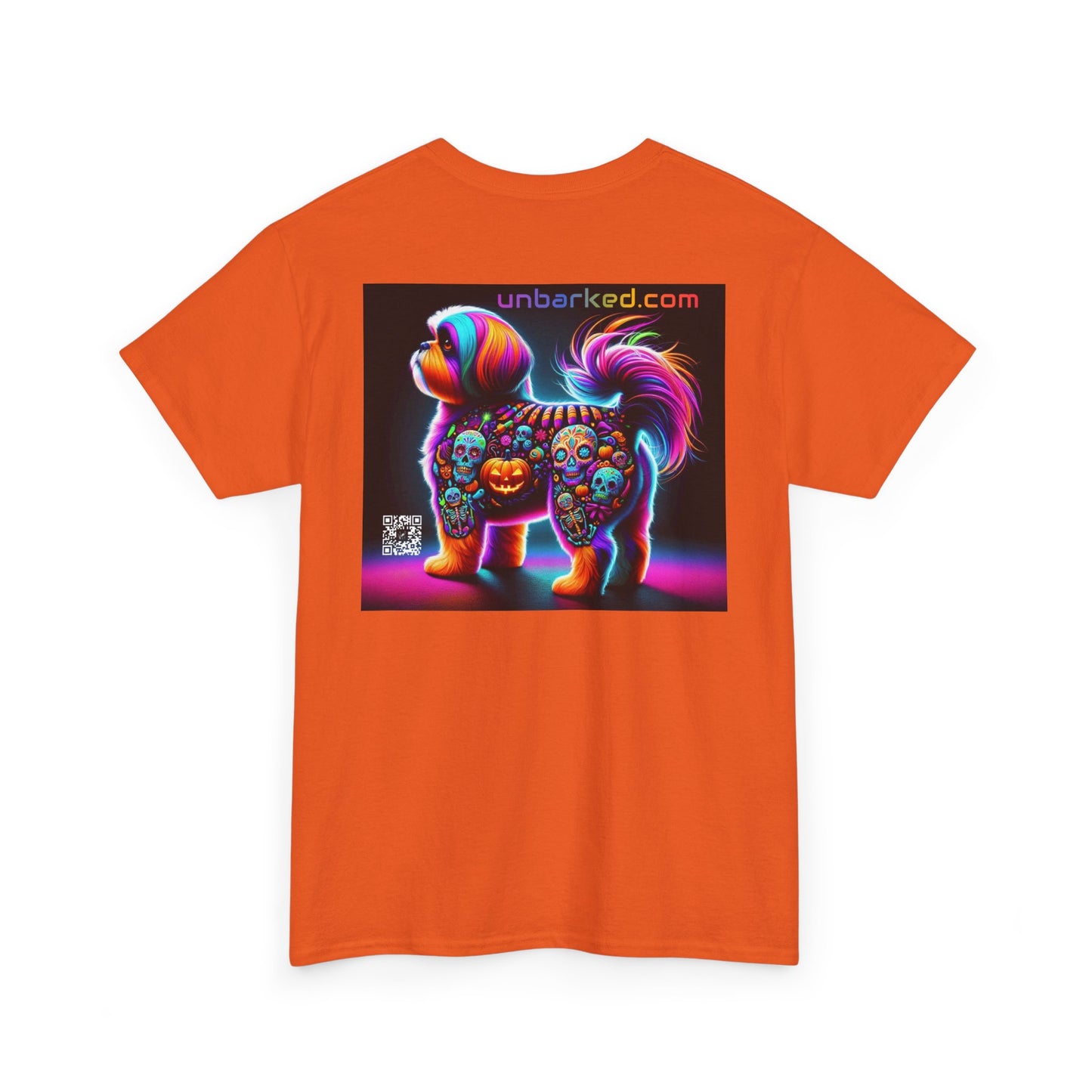 UNBARKED! Halloween Collection - Shih-Tzu Dog Vibrant Día de Muertos Tattoo Unisex Heavy Cotton Tee