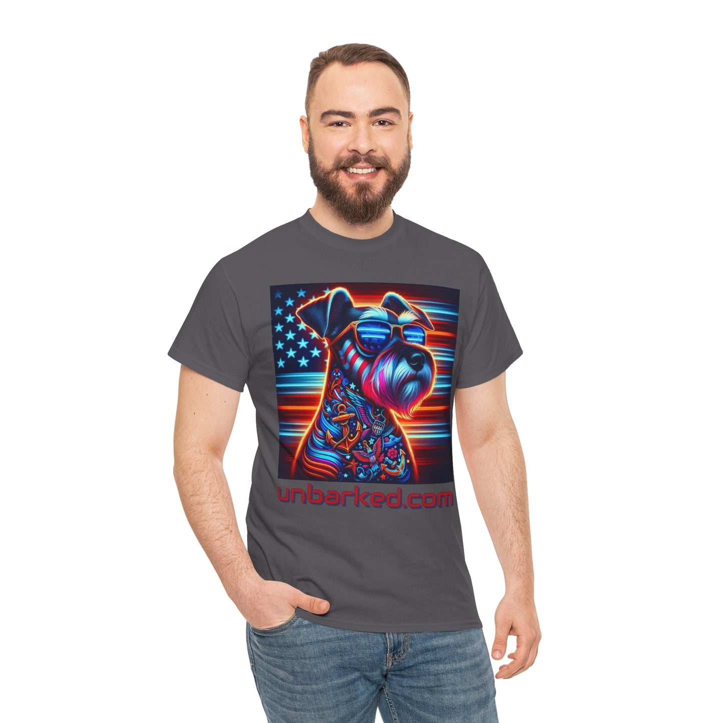 Patriot Miniature Schnauzer Dog Tattoo Heavy Cotton Tee Shirt