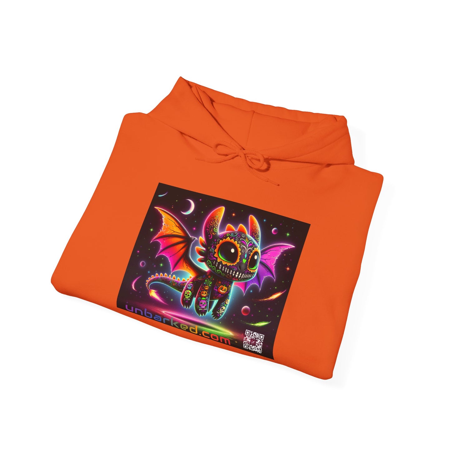 Hooded Sweatshirt UNBARKED! Halloween Collection - Dragon Vibrant Día de Muertos Tattoo Hoodie Unisex Heavy Blend™