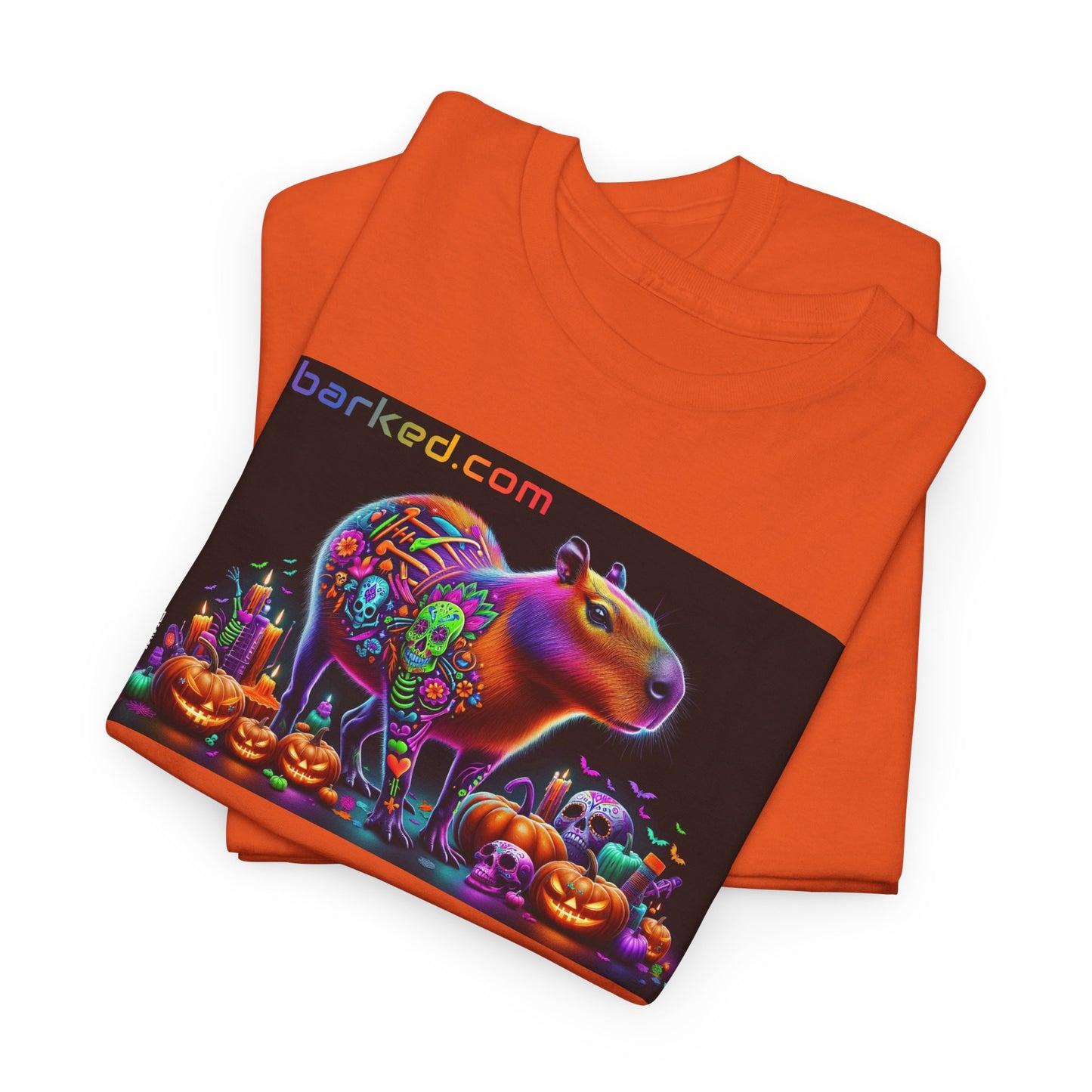 UNBARKED! Halloween Collection - Capybara Vibrant Día de Muertos Tattoo Unisex Heavy Cotton Tee