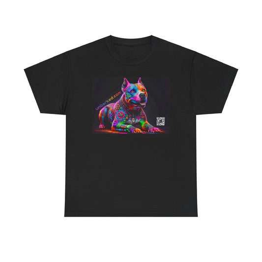 UNBARKED! Halloween Collection - Pitbull Dog Pittie Vibrant Día de Muertos Tattoo Unisex Heavy Cotton Tee