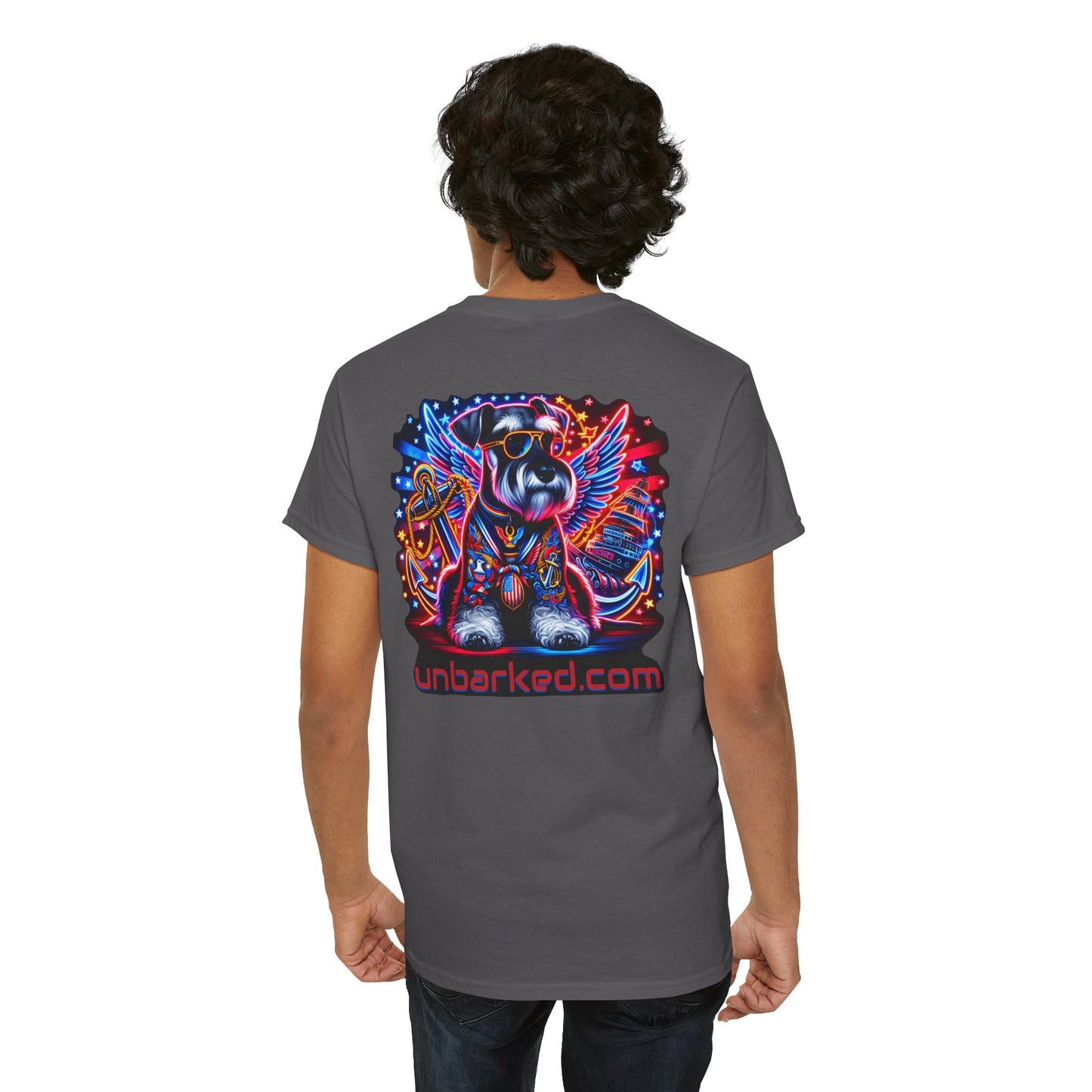Patriot Miniature Schnauzer Dog Tattoo Heavy Cotton Tee Shirt