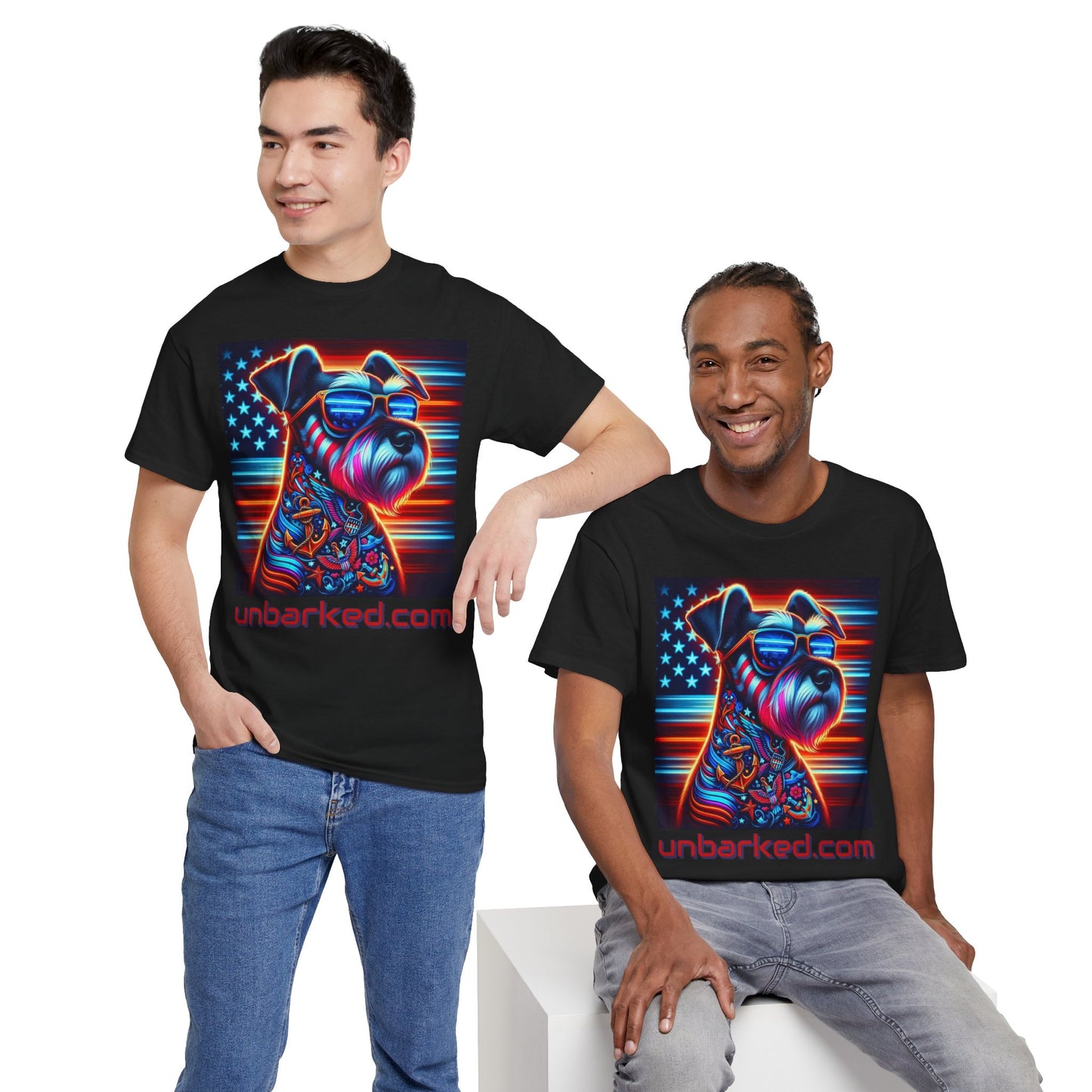 Patriot Miniature Schnauzer Dog Tattoo Heavy Cotton Tee Shirt