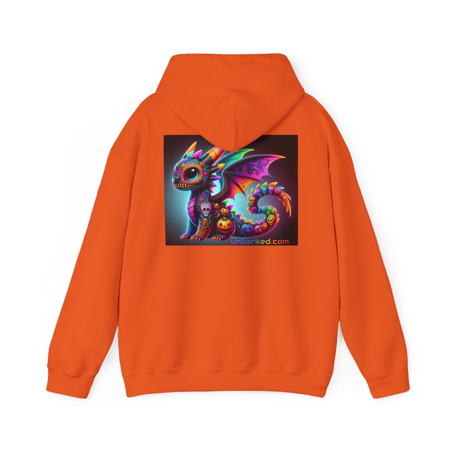 Hooded Sweatshirt UNBARKED! Halloween Collection - Dragon Vibrant Día de Muertos Tattoo Hoodie Unisex Heavy Blend™