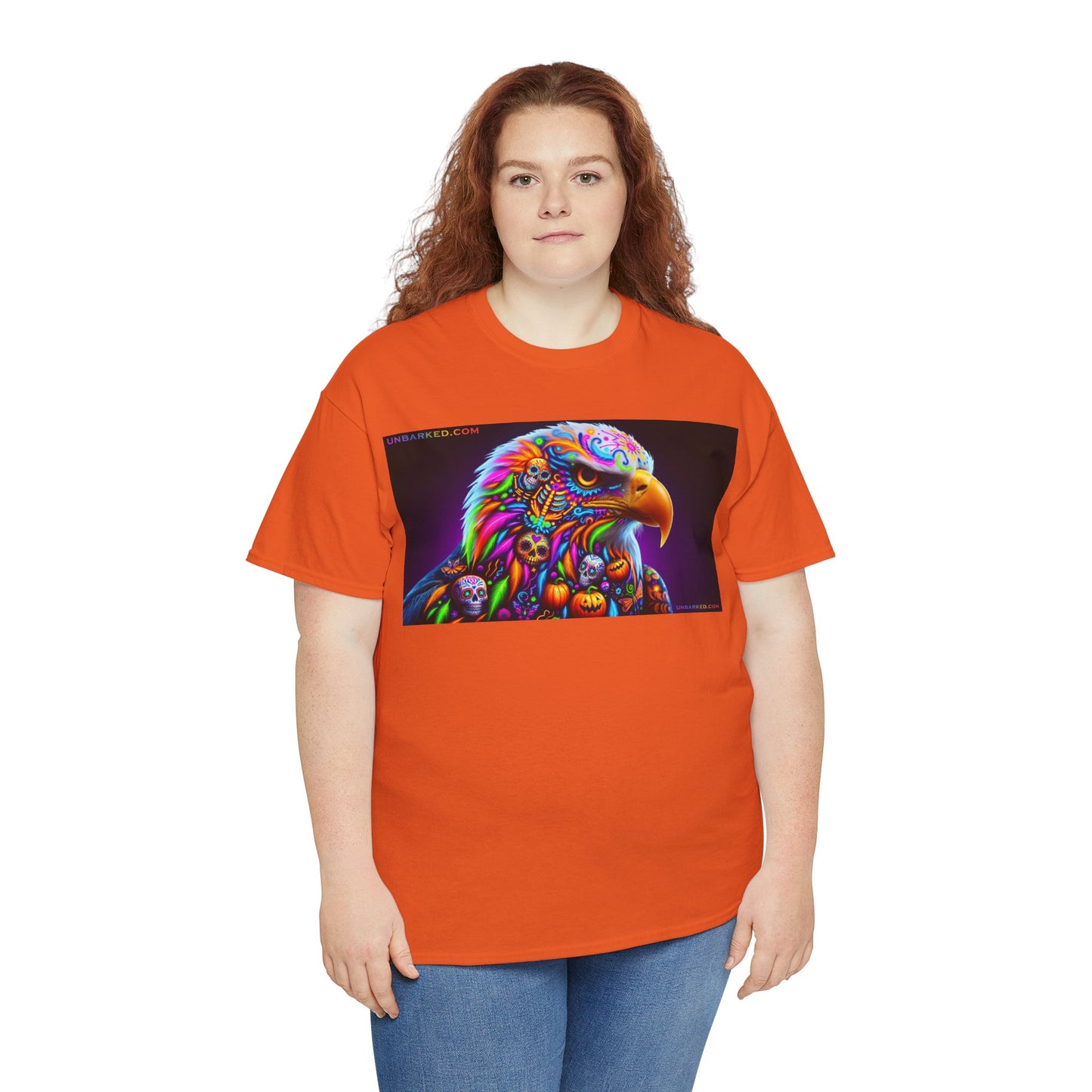 UNBARKED! Halloween Collection - Bald Eagle Vibrant Día de Muertos Tattoo Unisex Heavy Cotton Tee Shirt