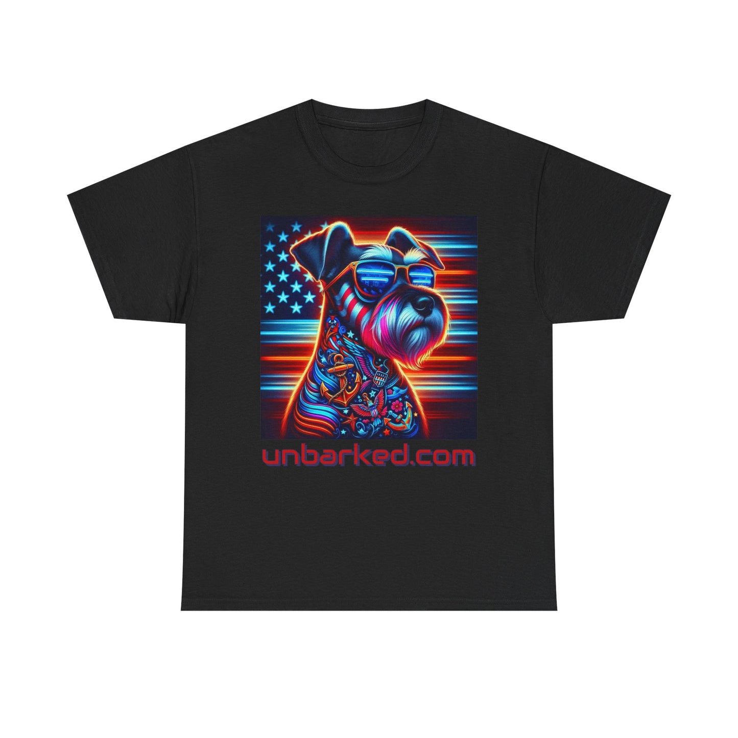 Patriot Miniature Schnauzer Dog Tattoo Heavy Cotton Tee Shirt