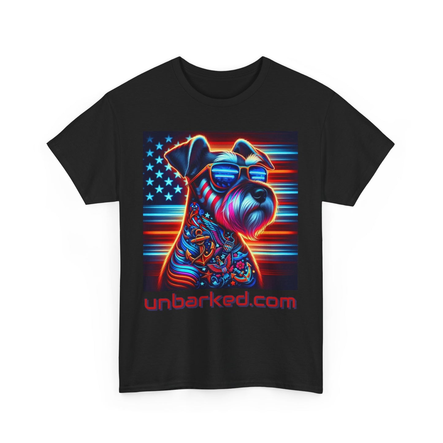 Patriot Miniature Schnauzer Dog Tattoo Heavy Cotton Tee Shirt