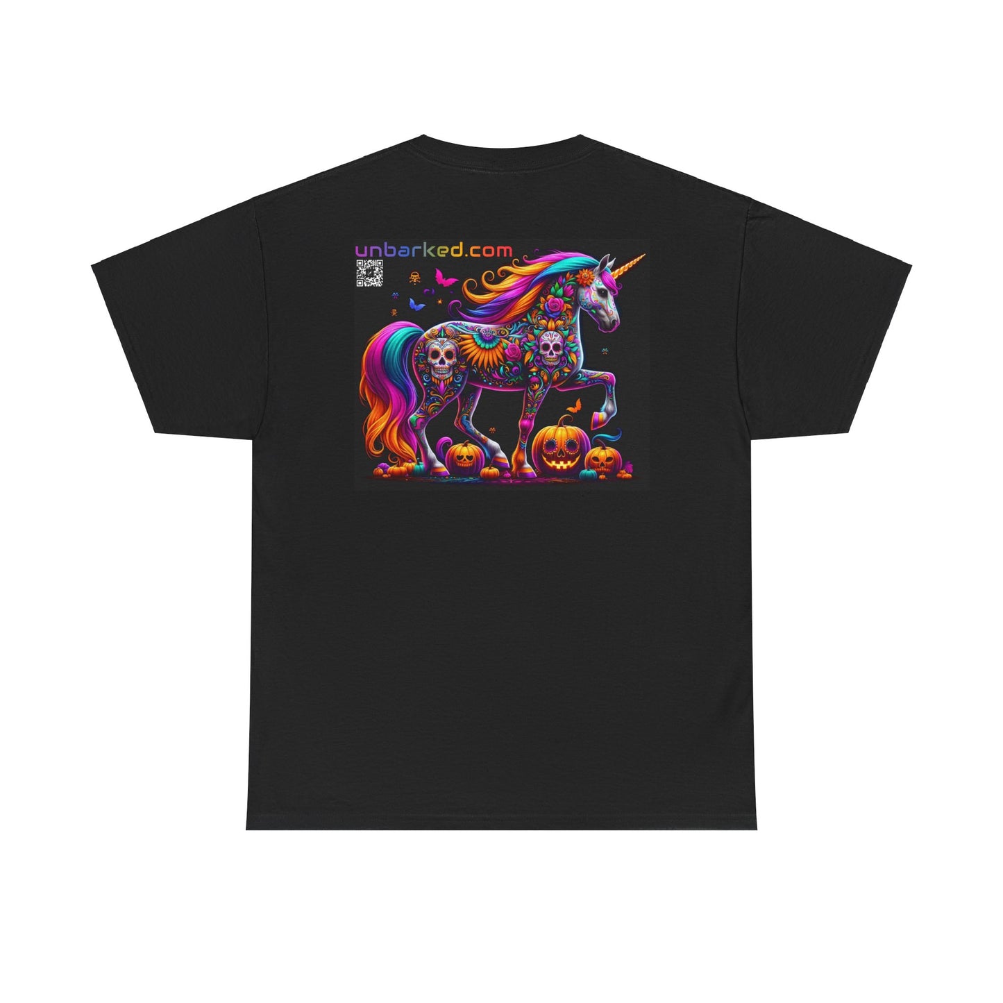 UNBARKED! Halloween Collection - Unicorn Vibrant Día de Muertos Tattoo Unisex Heavy Cotton Tee