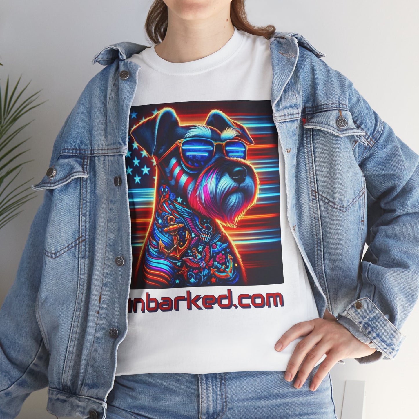 Patriot Miniature Schnauzer Dog Tattoo Heavy Cotton Tee Shirt