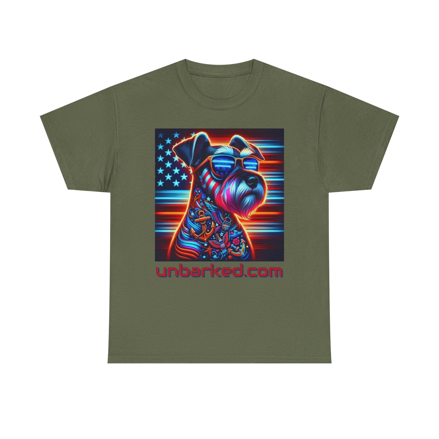 Patriot Miniature Schnauzer Dog Tattoo Heavy Cotton Tee Shirt