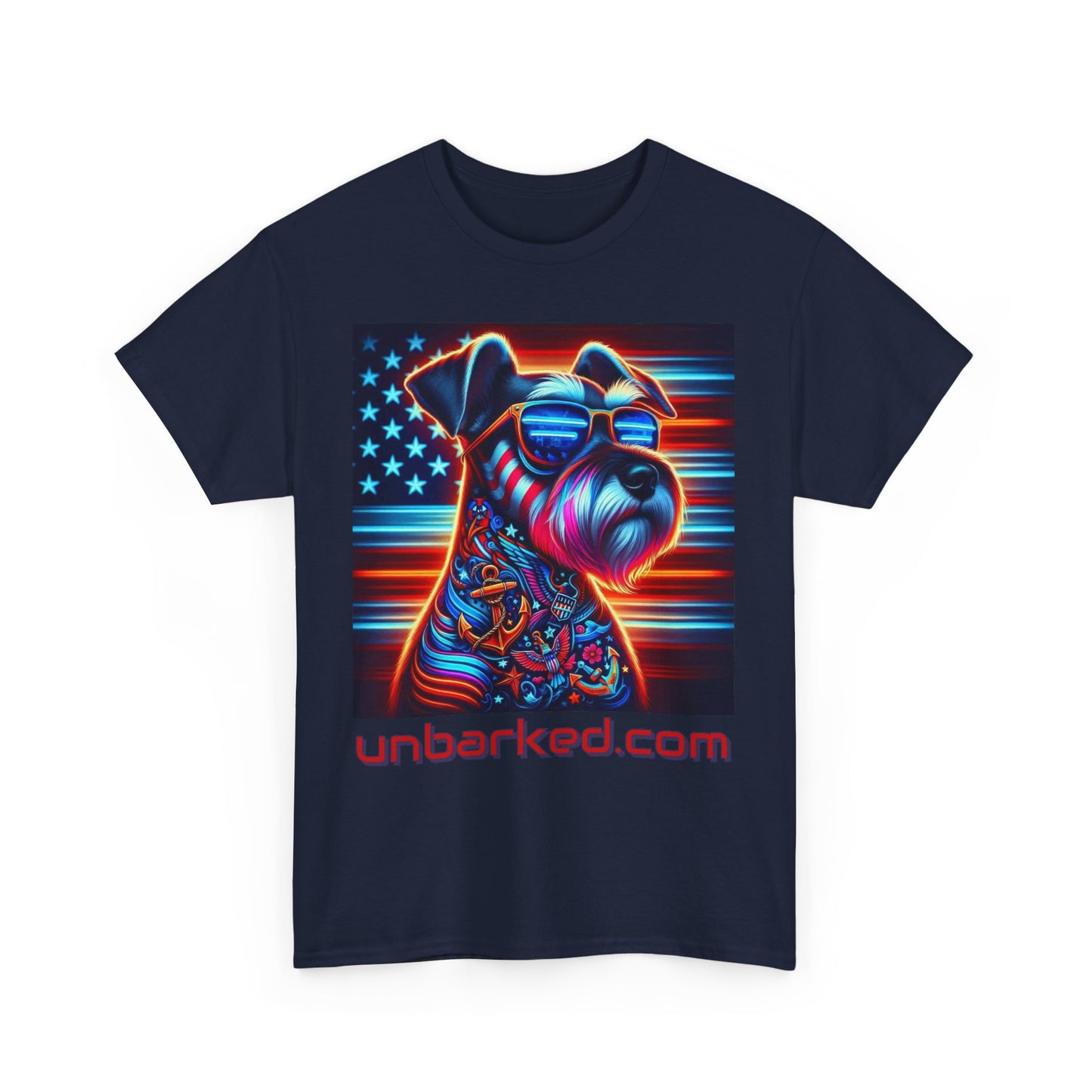 Patriot Miniature Schnauzer Dog Tattoo Heavy Cotton Tee Shirt