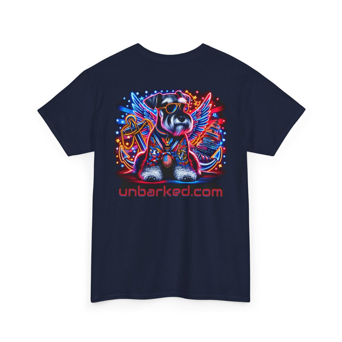 Patriot Miniature Schnauzer Dog Tattoo Heavy Cotton Tee Shirt