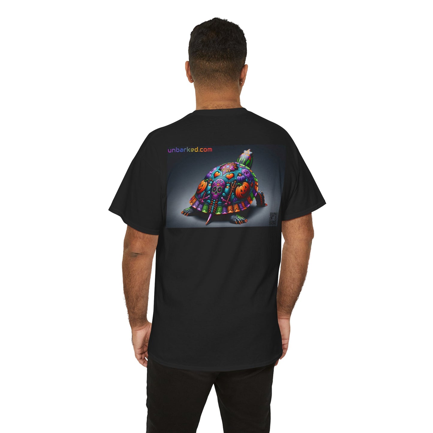 UNBARKED! Halloween Collection - Painted Slider Turtle Vibrant Día de Muertos Tattoo Unisex Heavy Cotton Tee Shirt