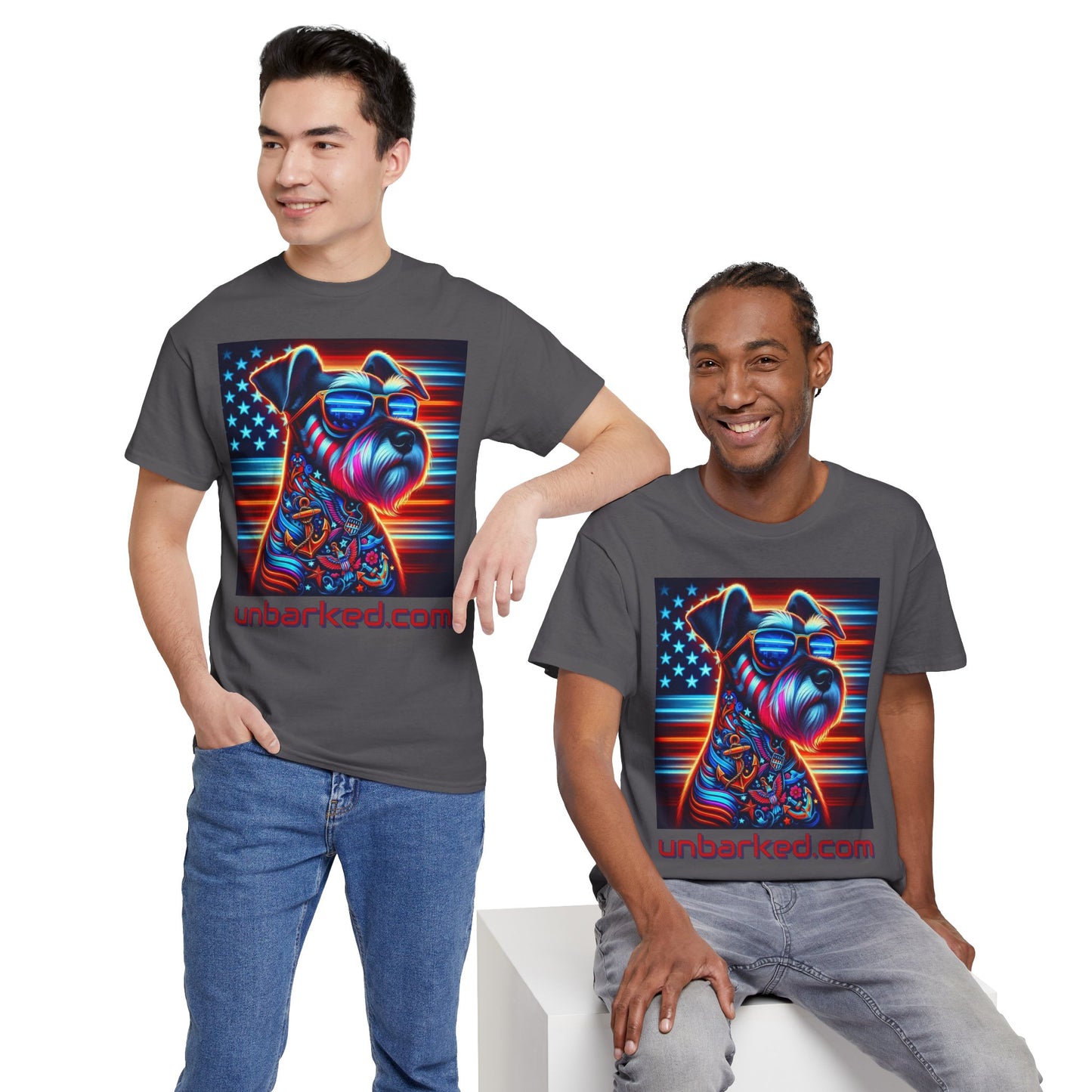 Patriot Miniature Schnauzer Dog Tattoo Heavy Cotton Tee Shirt