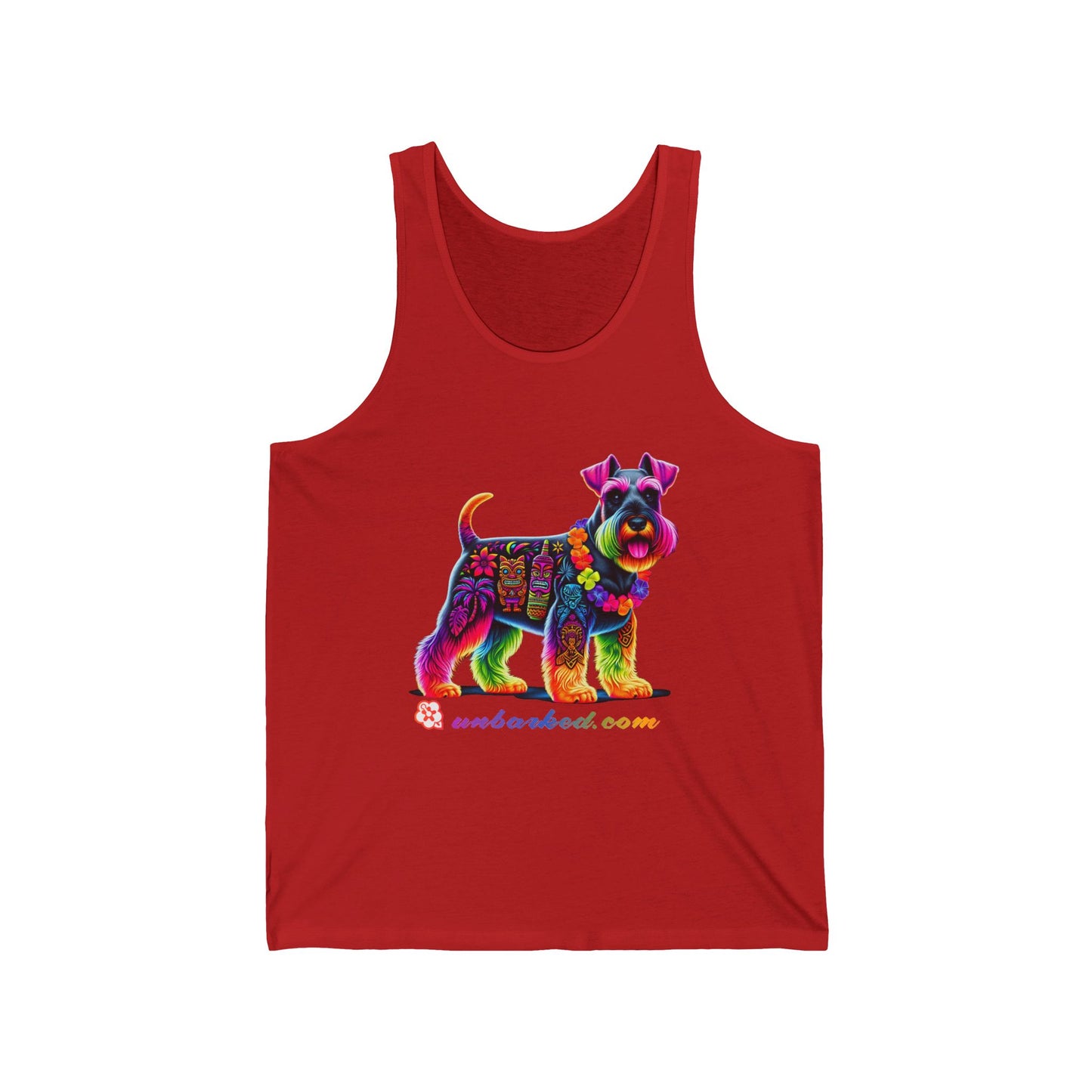 UNBARKED! Hawaiian Schnauzer Dog Tank Tee Shirt Aloha Tattoo