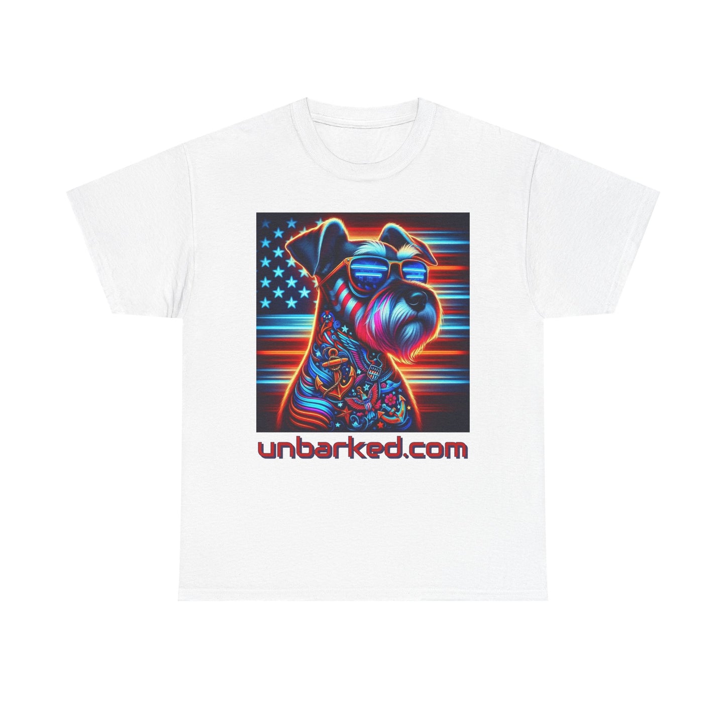 Patriot Miniature Schnauzer Dog Tattoo Heavy Cotton Tee Shirt