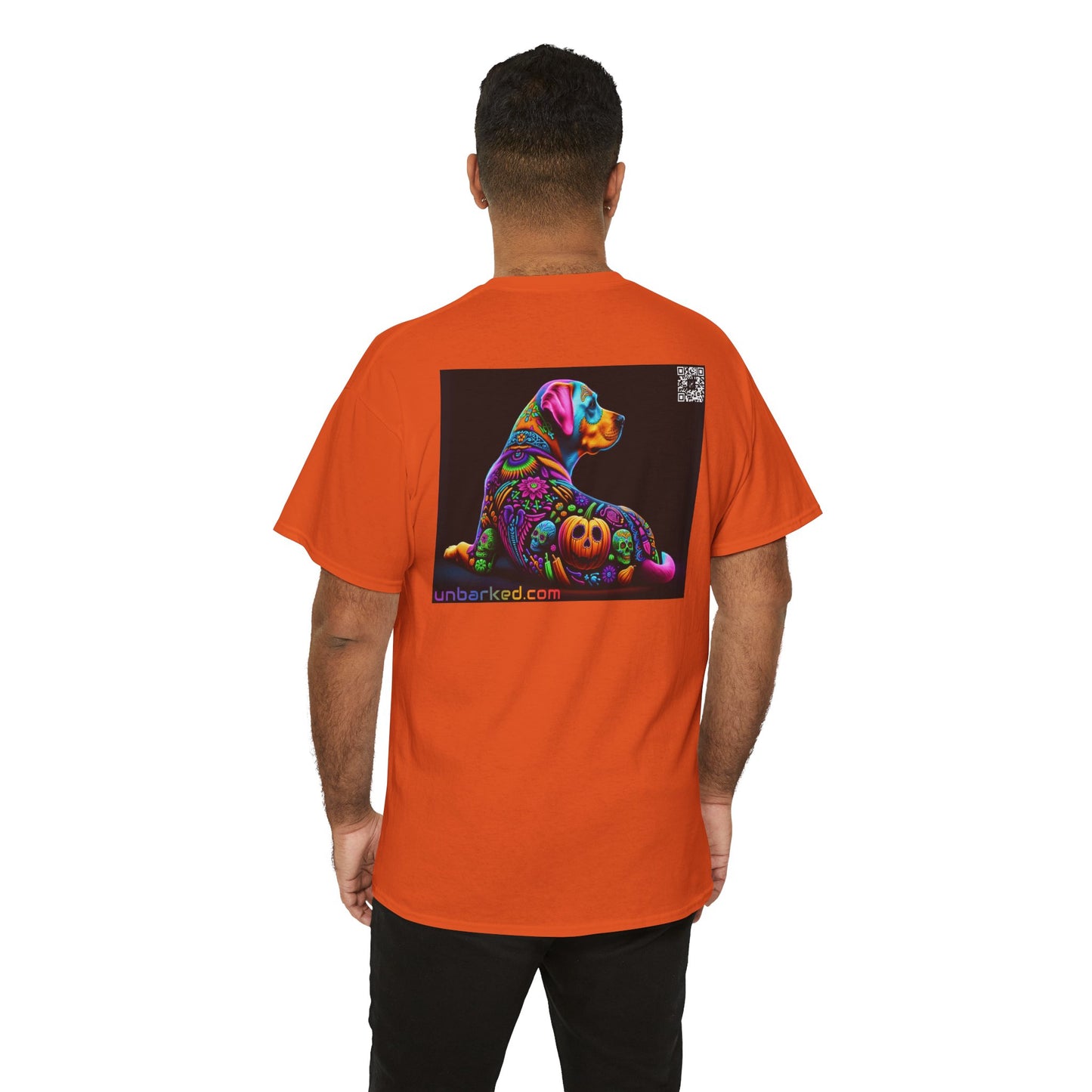 UNBARKED! Halloween Collection - Labrador Retreiver Dog Vibrant Día de Muertos Tattoo Unisex Heavy Cotton Tee