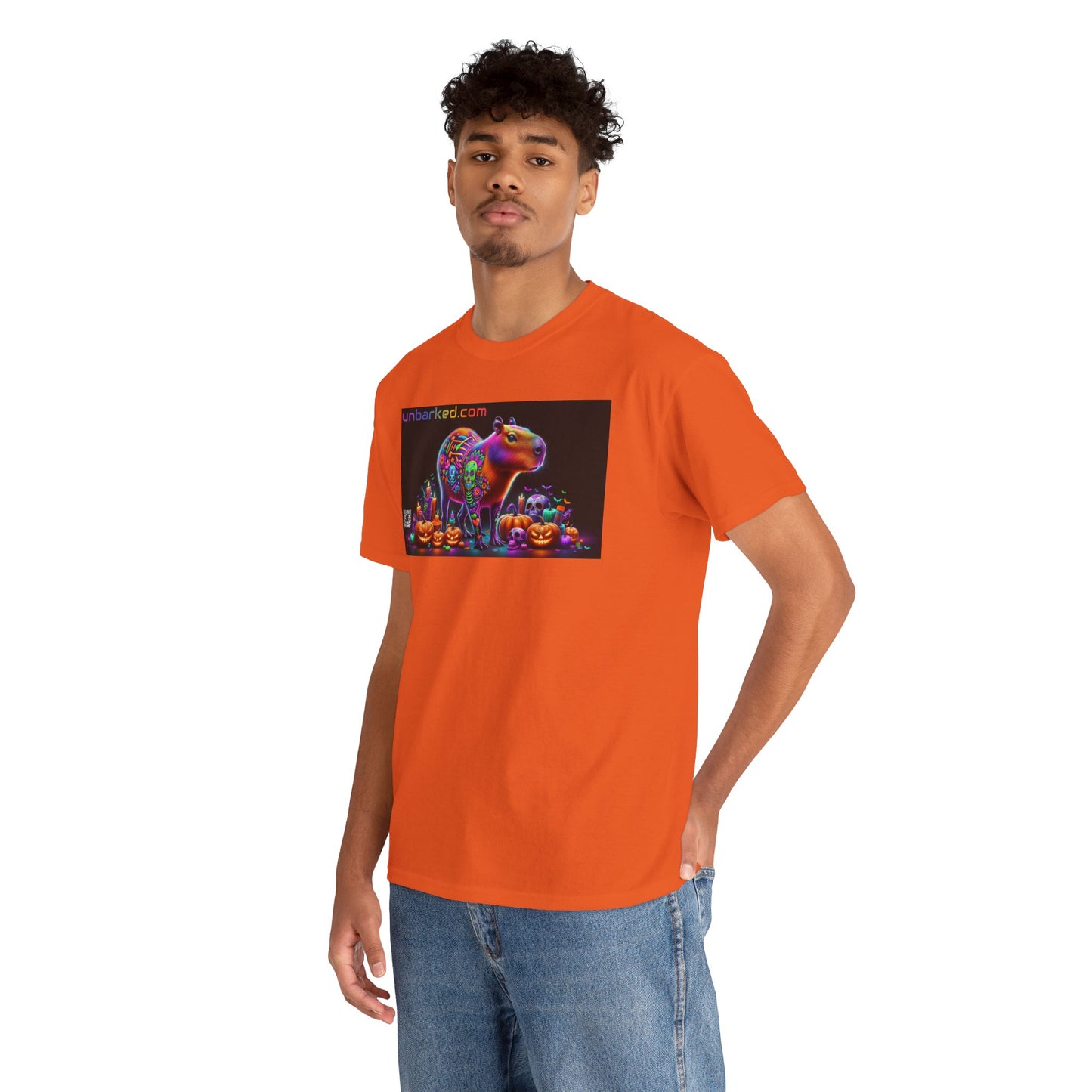 UNBARKED! Halloween Collection - Capybara Vibrant Día de Muertos Tattoo Unisex Heavy Cotton Tee