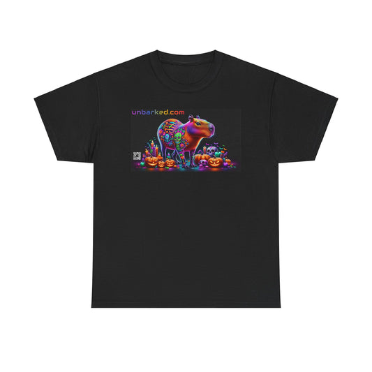 UNBARKED! Halloween Collection - Capybara Vibrant Día de Muertos Tattoo Unisex Heavy Cotton Tee