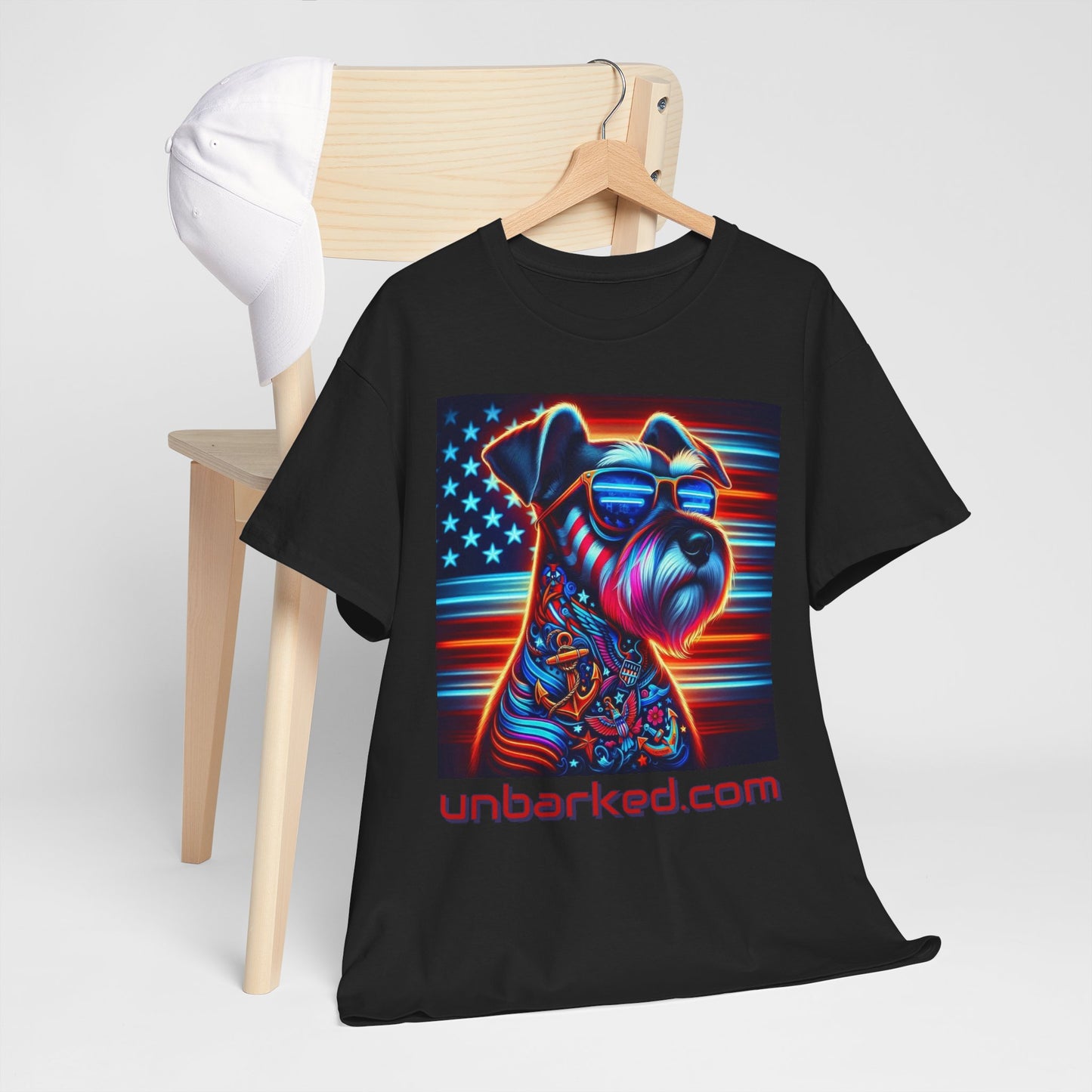 Patriot Miniature Schnauzer Dog Tattoo Heavy Cotton Tee Shirt