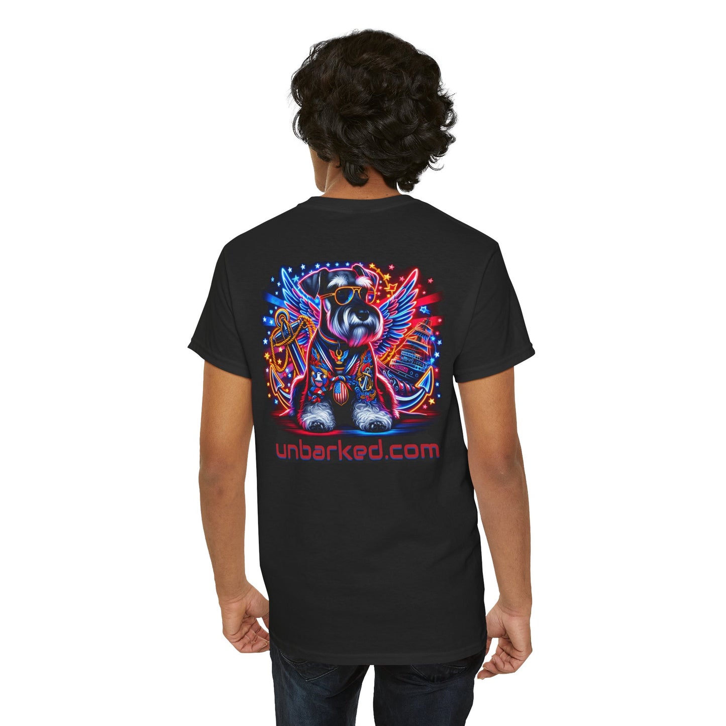 Patriot Miniature Schnauzer Dog Tattoo Heavy Cotton Tee Shirt