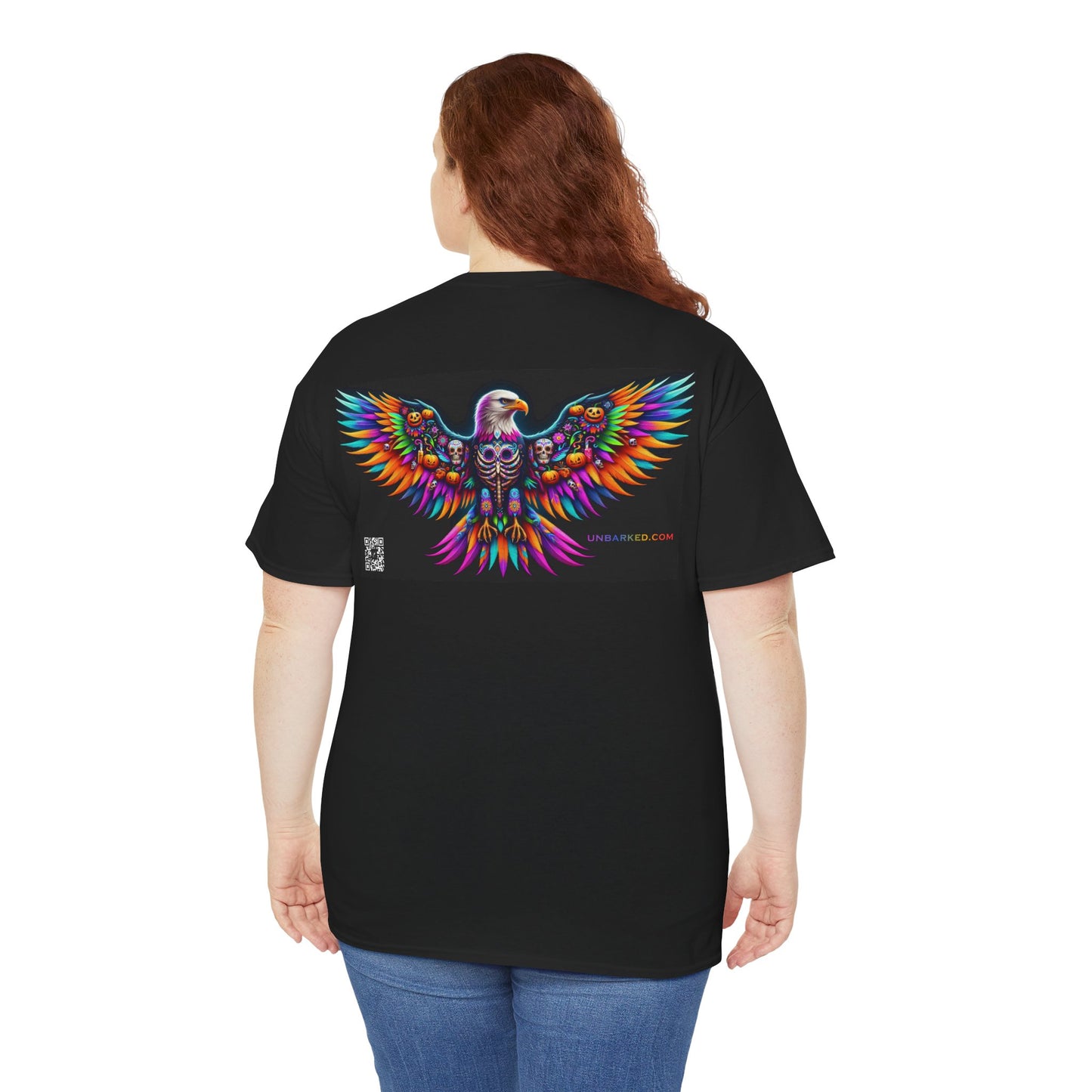 UNBARKED! Halloween Collection - Bald Eagle Vibrant Día de Muertos Tattoo Unisex Heavy Cotton Tee Shirt