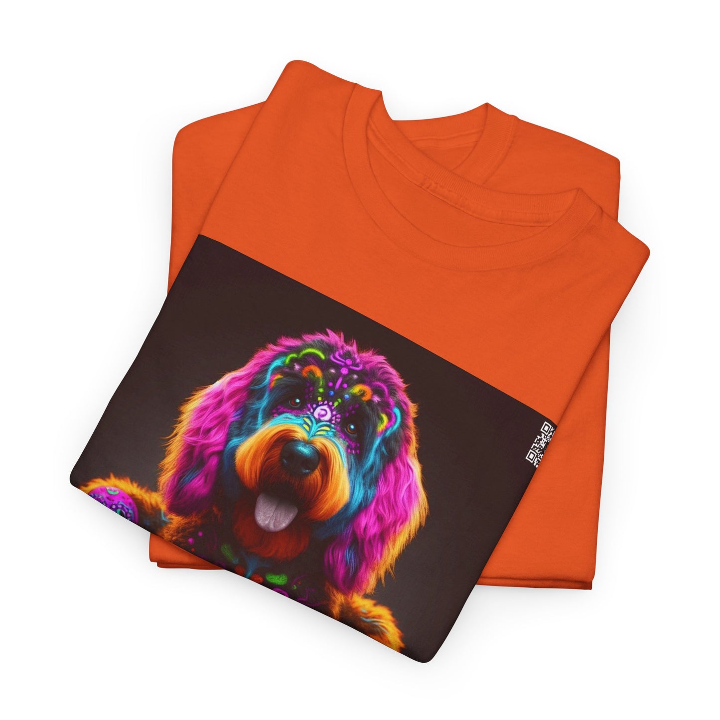 UNBARKED! Halloween Collection - Bernadoodle Dog Vibrant Día de Muertos Tattoo Unisex Heavy Cotton Tee